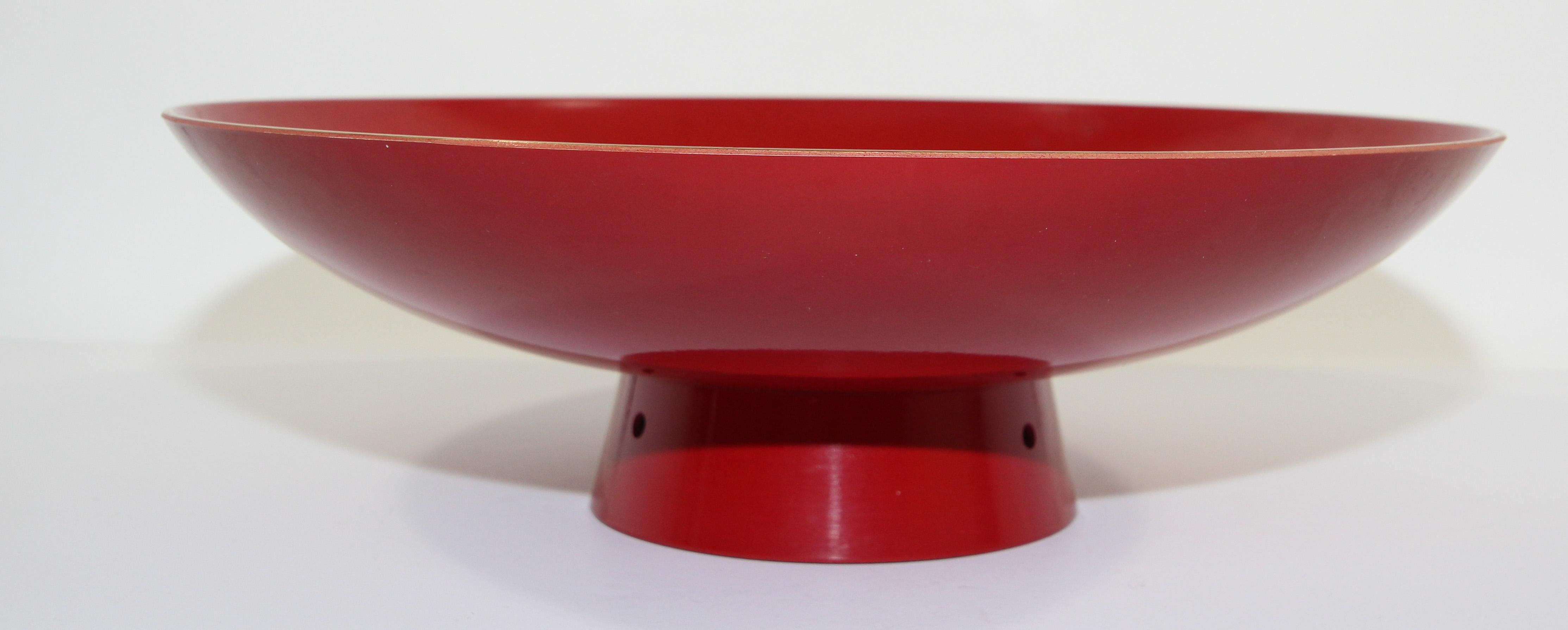 Asian Japanese Red Lacquered Footed Bowl Centerpiece For Sale 4