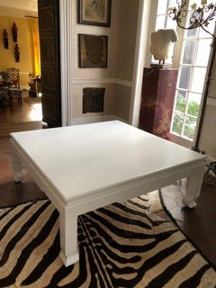 Large Asian Modern Linen Wrapped Coffee Table in the Style of Karl Springer