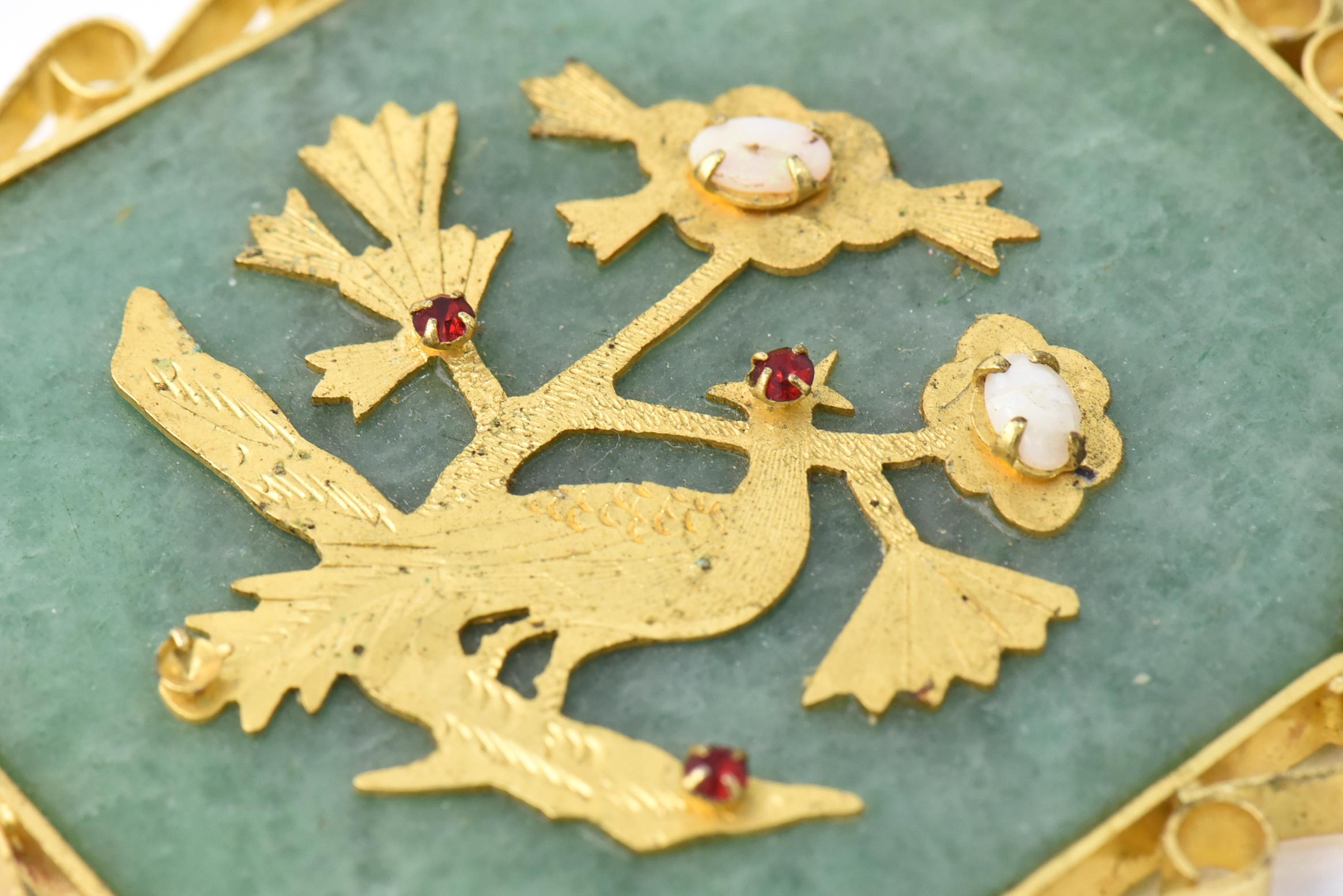 Taglio misto Ciondolo grande con motivo asiatico di uccelli e fiori in vendita