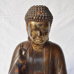 Large Asian Patinated and Gilt Buddha Sculpture