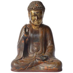 Large Asian Patinated and Gilt Buddha Sculpture
