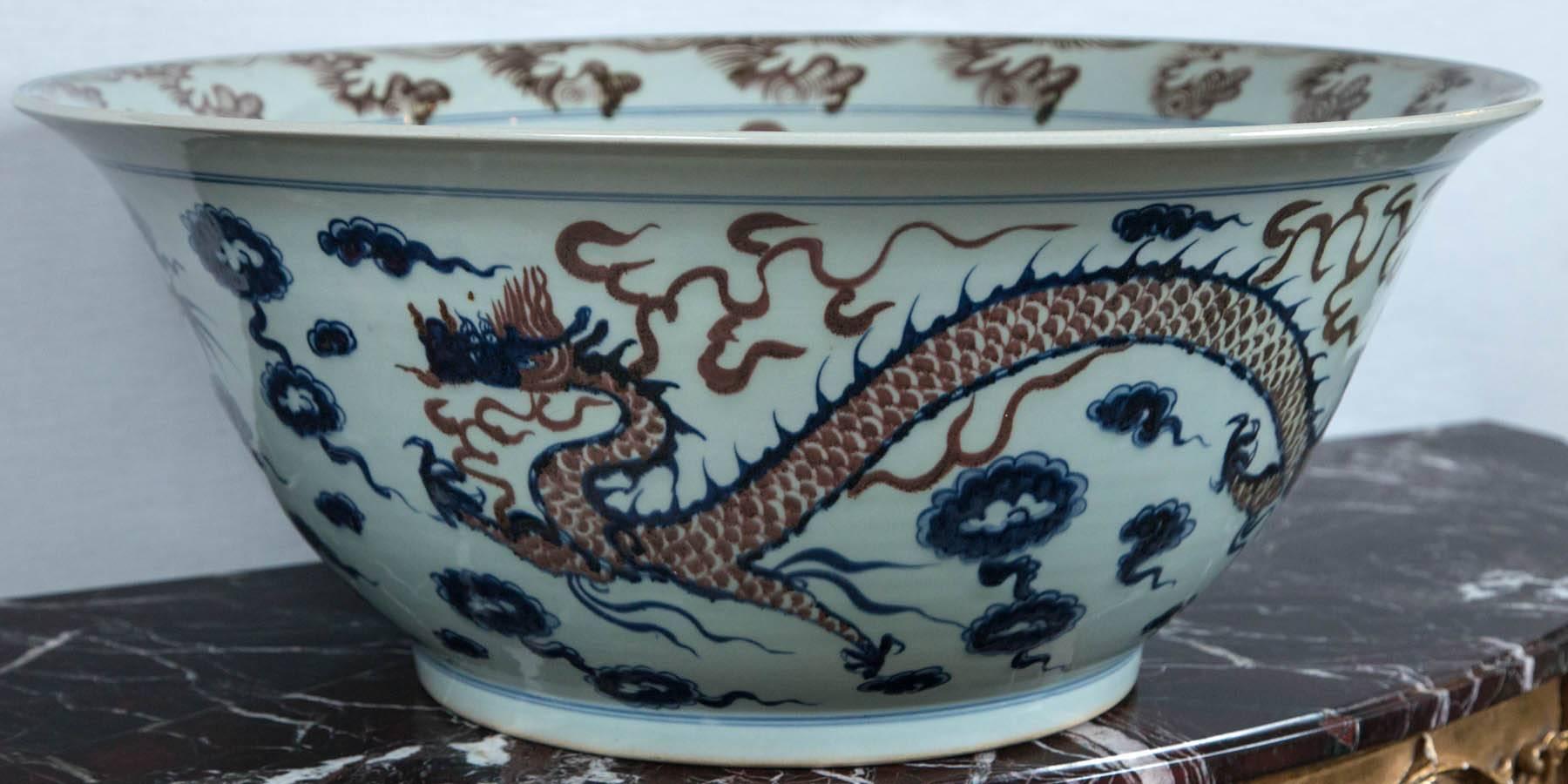 Hand-Painted Large Asian Porcelain Bowl