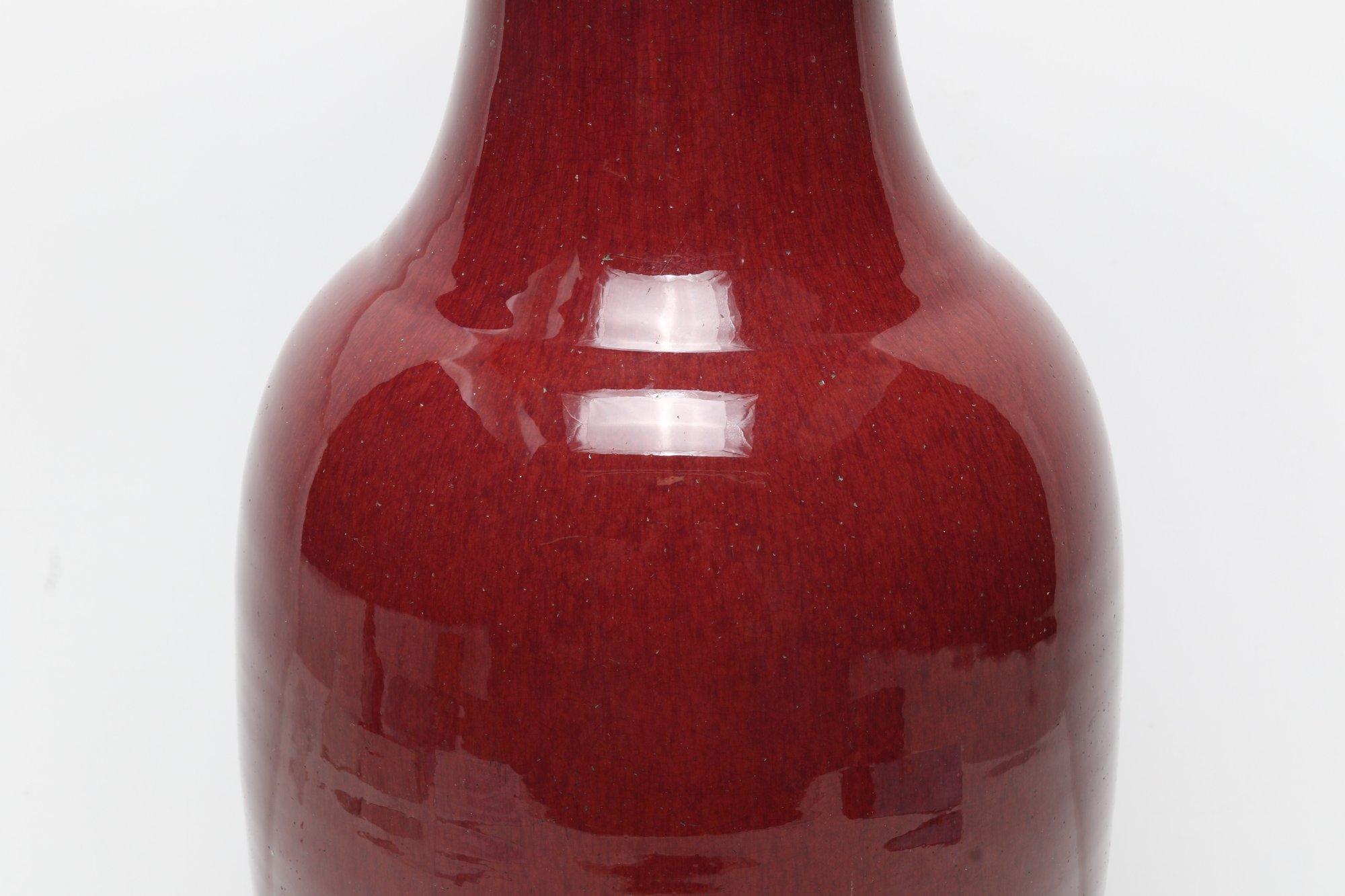 Large Asian Porcelain Sang de boeuf Vase  mounted as Lamp In Excellent Condition For Sale In Greenwich, CT