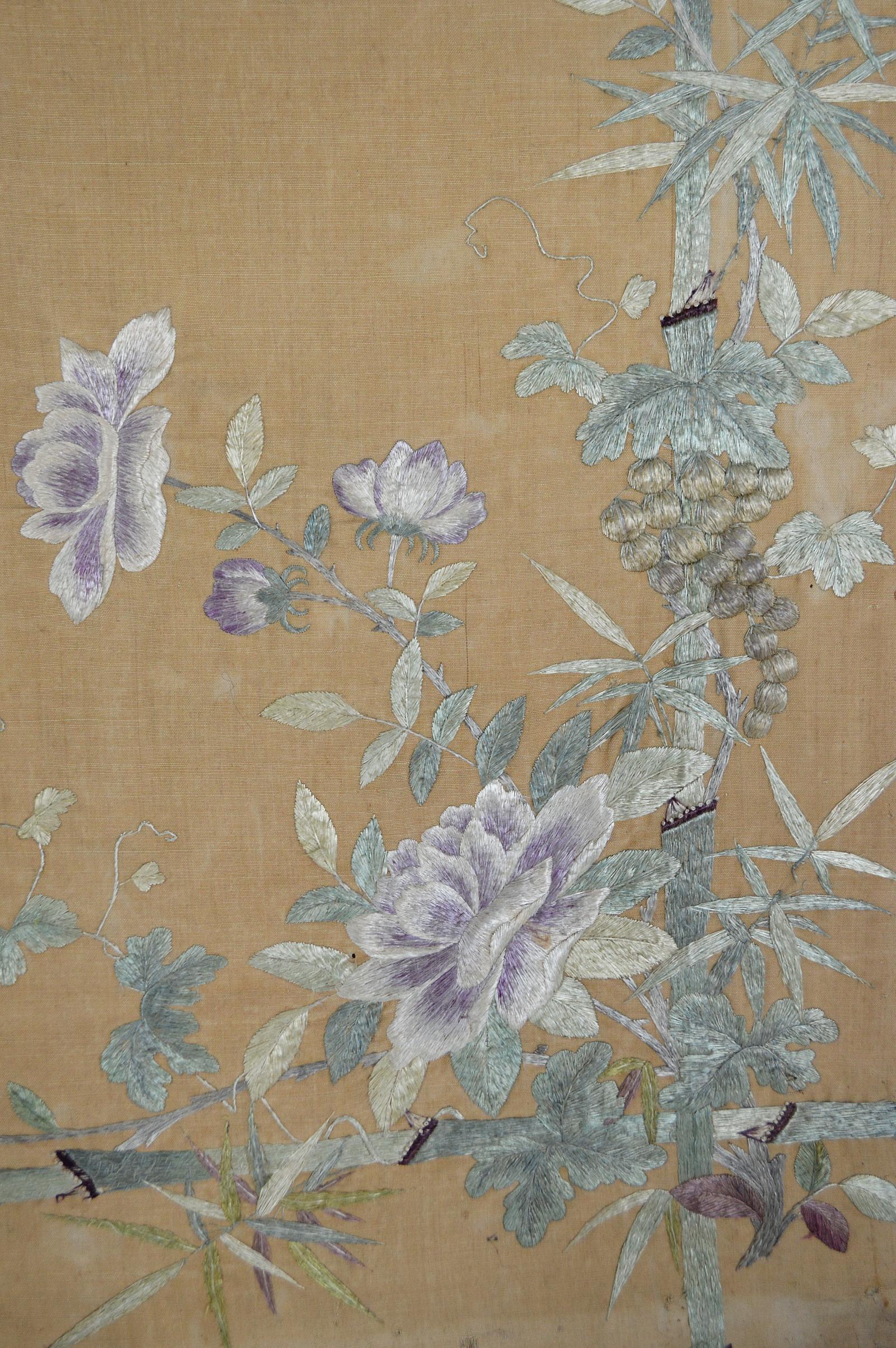 Large Asian Silk Embroidery Tapestry, 