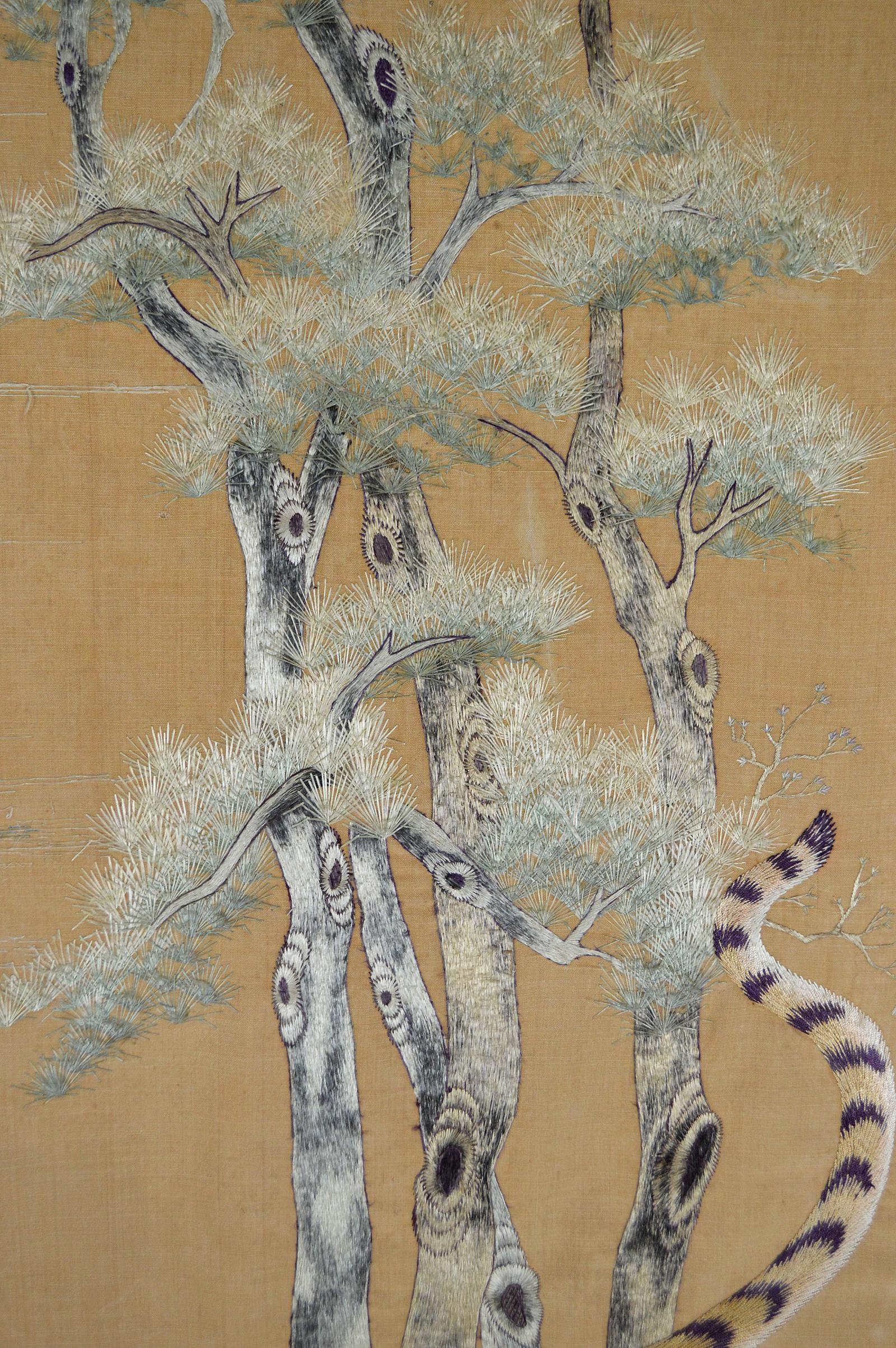 Large Asian Silk Embroidery Tapestry, 