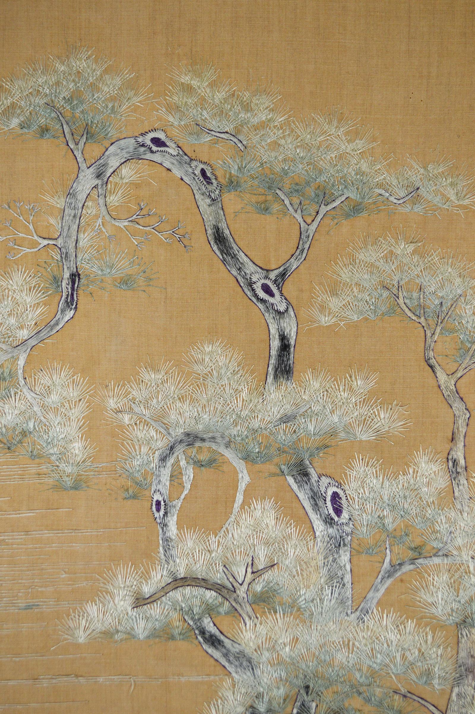 Late 19th Century Large Asian Silk Embroidery Tapestry, 