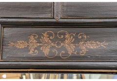 Large Asian Standing Carved and Ebonized Floor Mirror with Gilt Details