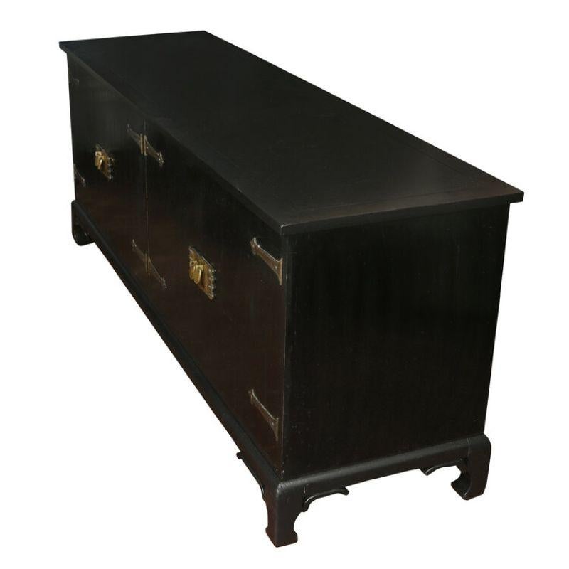 Large Asian Style Credenza with Brass Hardware In Good Condition For Sale In Locust Valley, NY