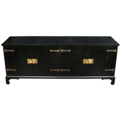 Large Asian Style Credenza with Brass Hardware