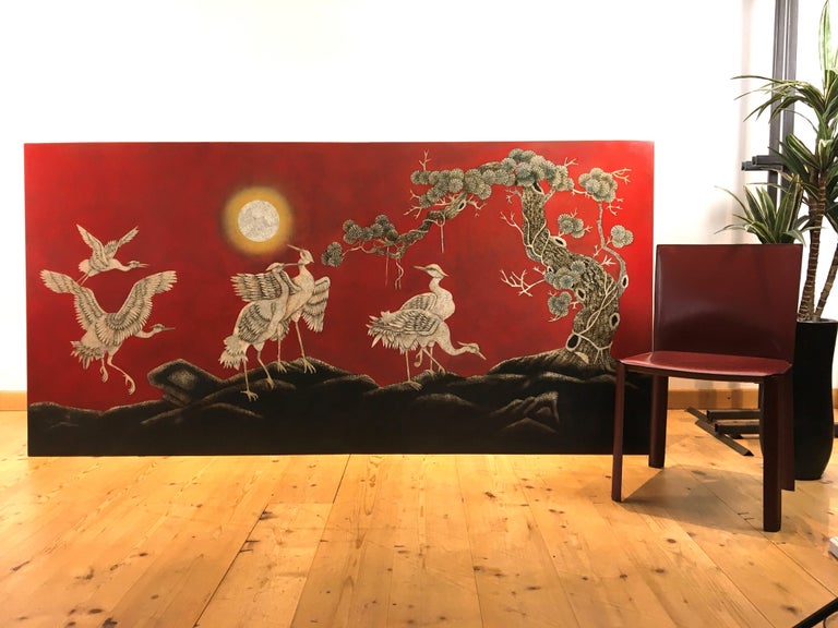 Large Asian Wall Panel With Cranes, 1990S At 1Stdibs | Asian Wall Panels, Large  Asian Wall Art, Asian Wall Art Panels