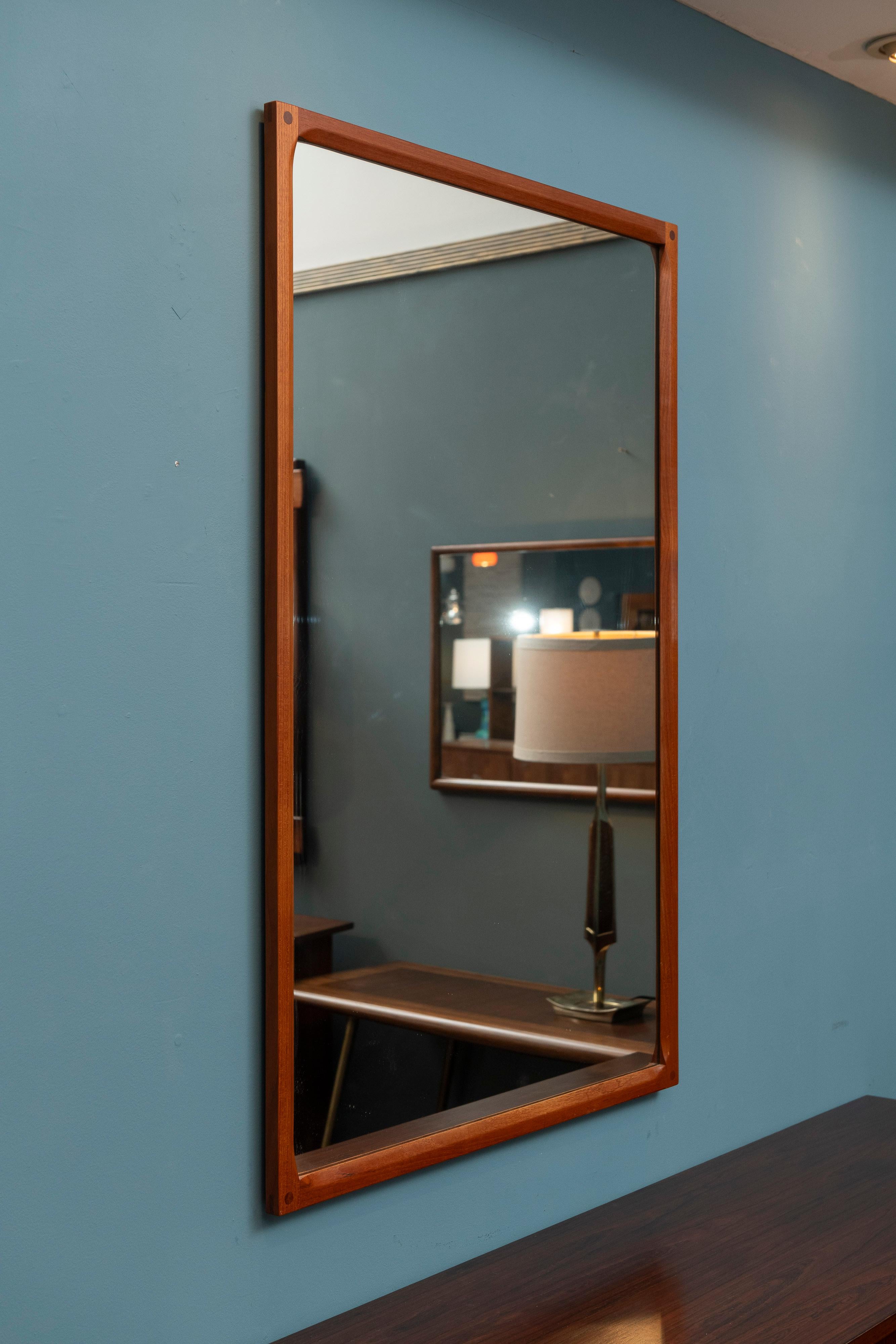 Danish Large Askel Kjersgaard Teak Wall Mirror