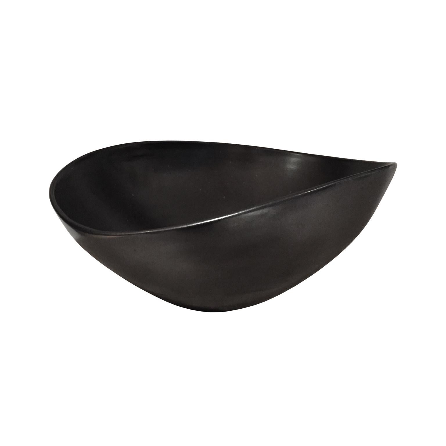 Large Asymmetrical Black Glaze Ceramic Bowl by Sandi Fellman