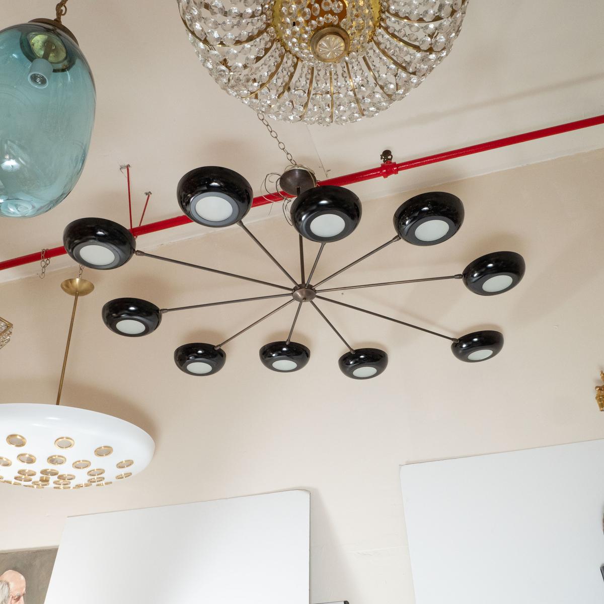 Large Asymmetrical Stilnovo Style Sputnik Chandelier In Excellent Condition For Sale In Tarrytown, NY
