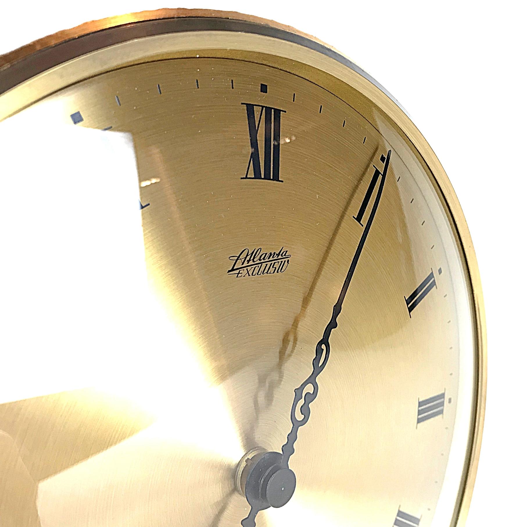 Metalwork Large Atlanta Exclusiv Midcentury Moden Brass Table Clock, 1950s, Germany