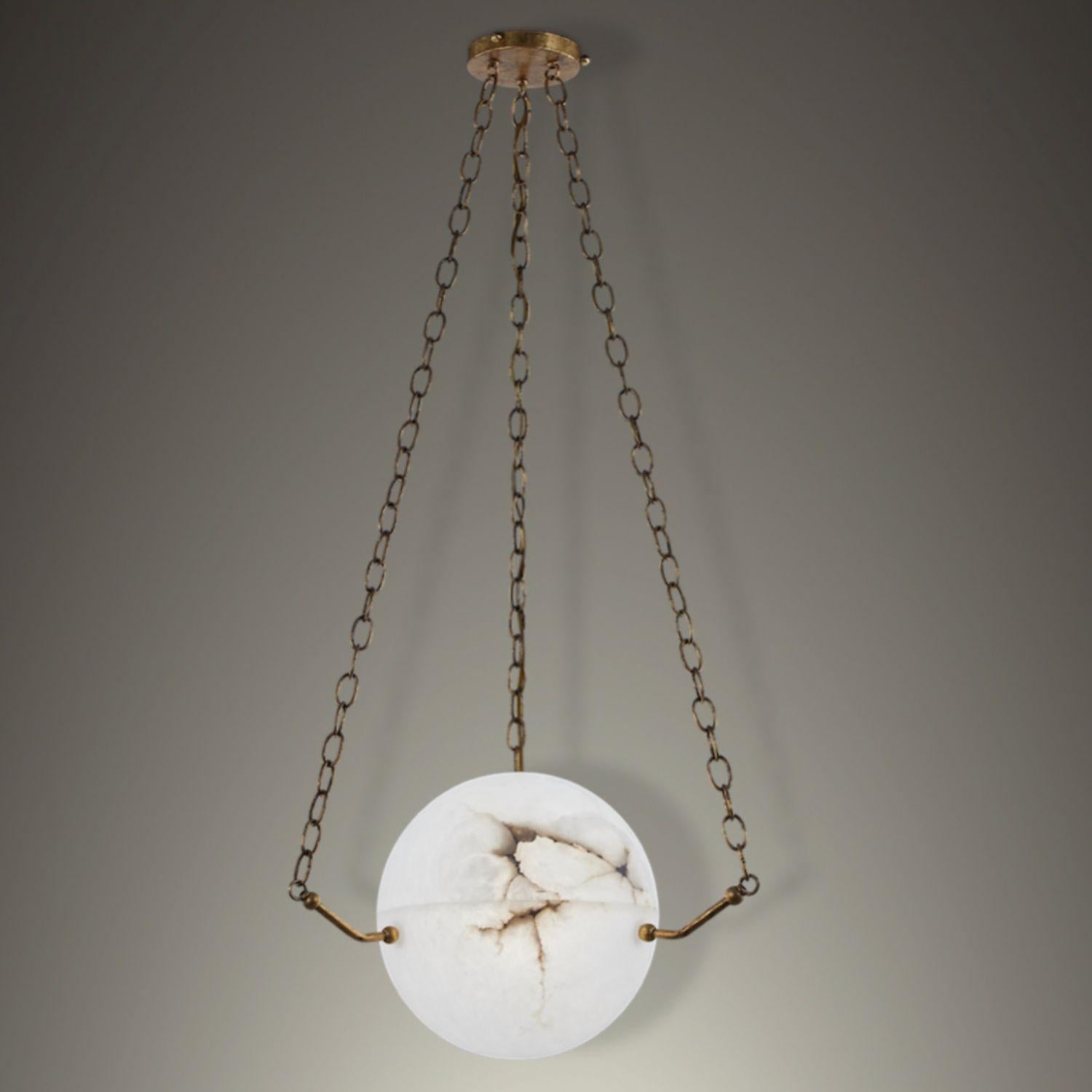 Grande lampada a sospensione in alabastro 'Atlas' di Denis de la Mesiere in vendita 9