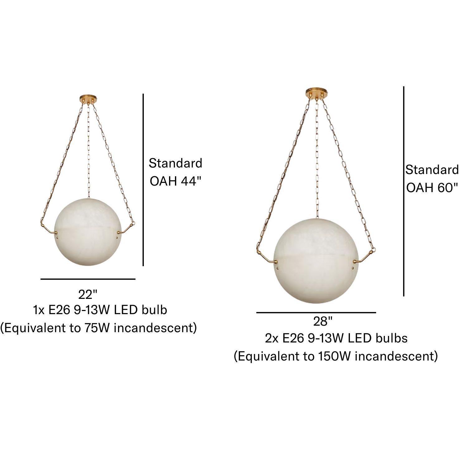 Grande lampada a sospensione in alabastro 'Atlas' di Denis de la Mesiere in vendita 2