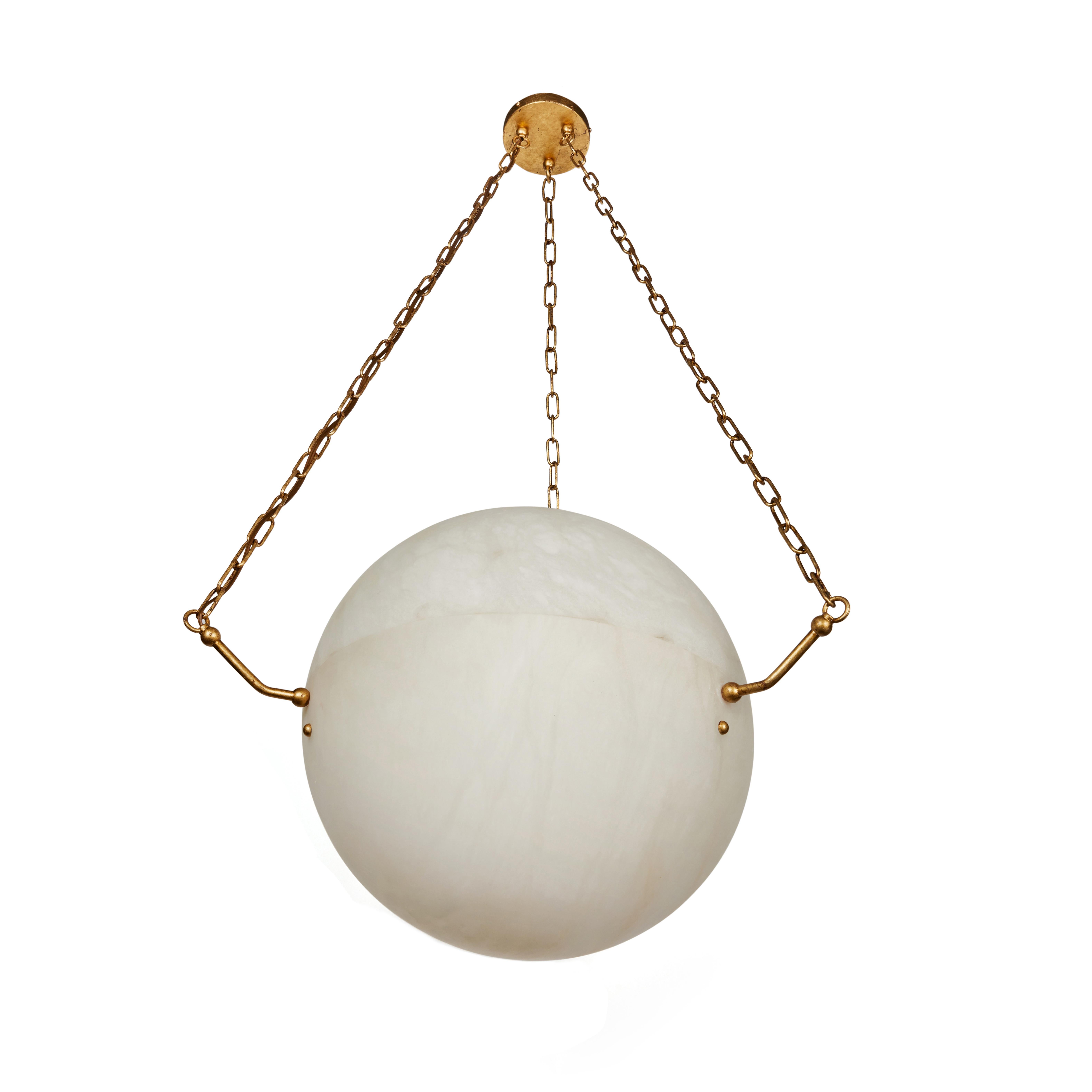 'Atlas' Alabaster Suspension Lamp in the Manner of Pierre Chareau 1