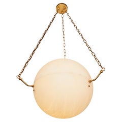 Large 'Atlas' Alabaster Suspension Lamp in the Manner of Pierre Chareau