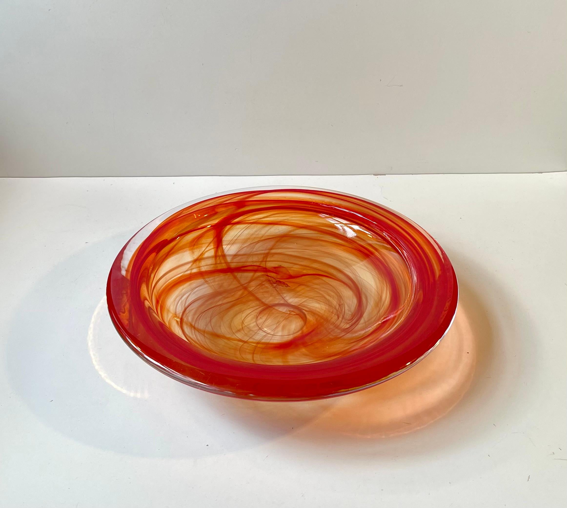 Large Atoll Orange Art Glass Bowl by Anna Ehrner for Kosta Boda, 1980s In Good Condition In Esbjerg, DK