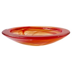 Large Atoll Orange Art Glass Bowl by Anna Ehrner for Kosta Boda, 1980s