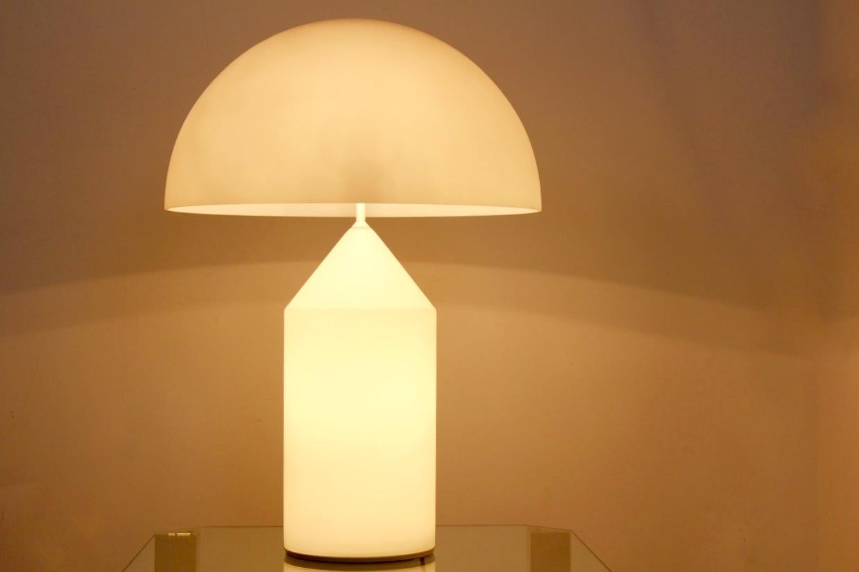 20th Century Large Atollo Table/Floor Lamp in White Glass by Vico Magistretti for Oluce Italy