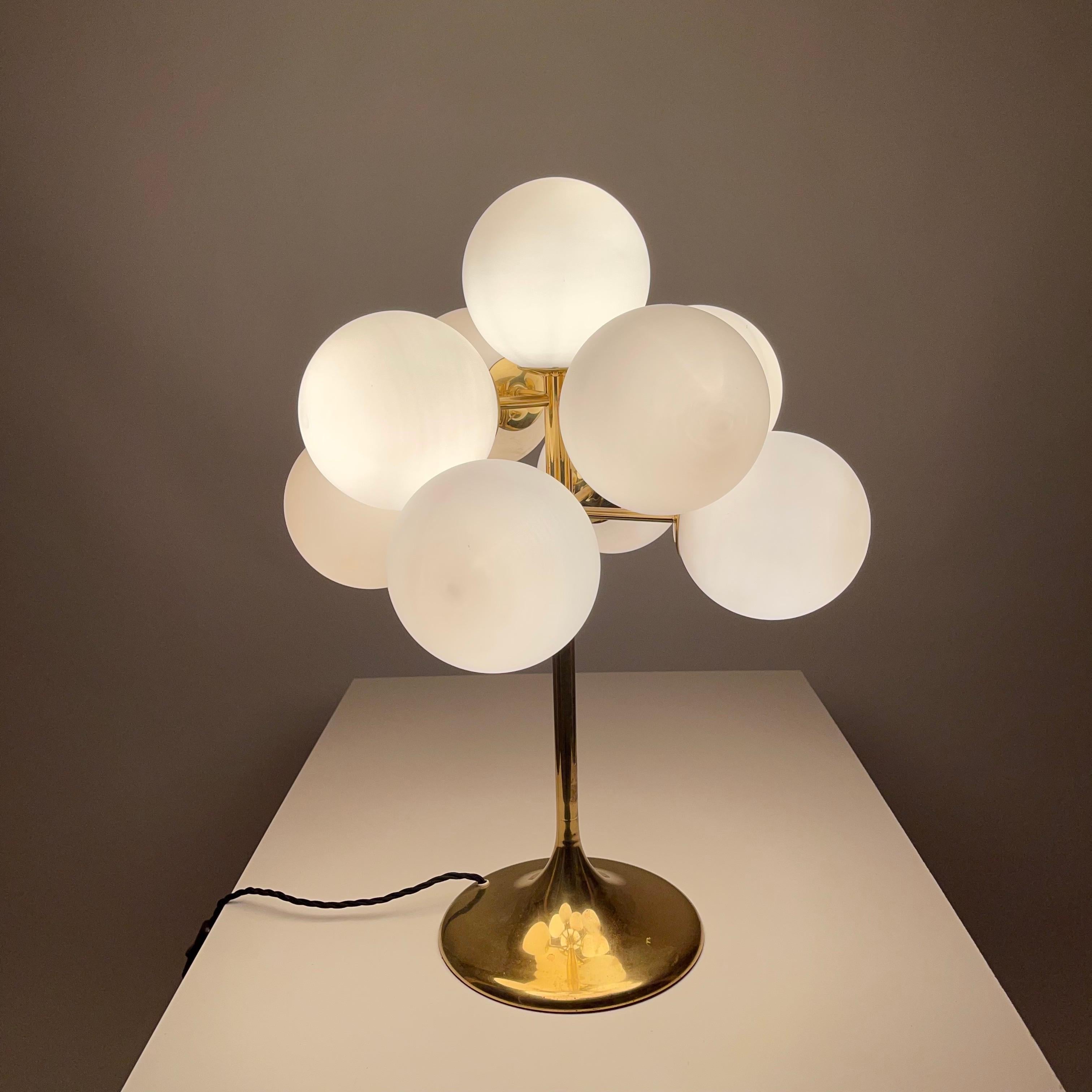 Swiss Large Atomic Max Bill Brass Table Lamp by BAG Turgi, Switzerland, 1960s For Sale