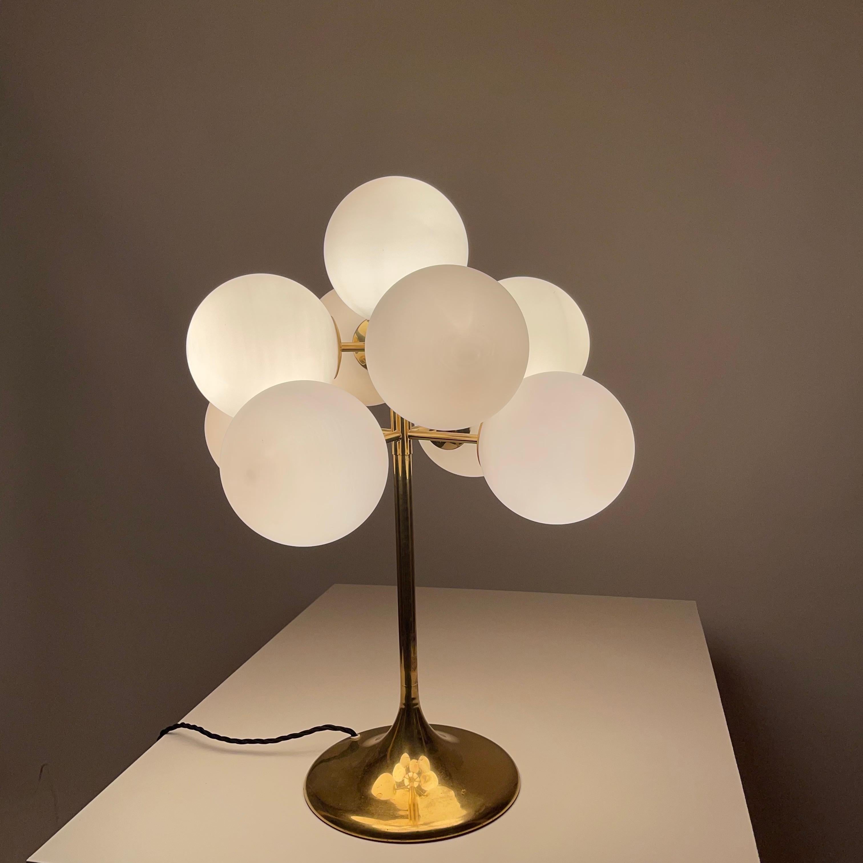 Large Atomic Max Bill Brass Table Lamp by BAG Turgi, Switzerland, 1960s In Good Condition For Sale In Vienna, AT