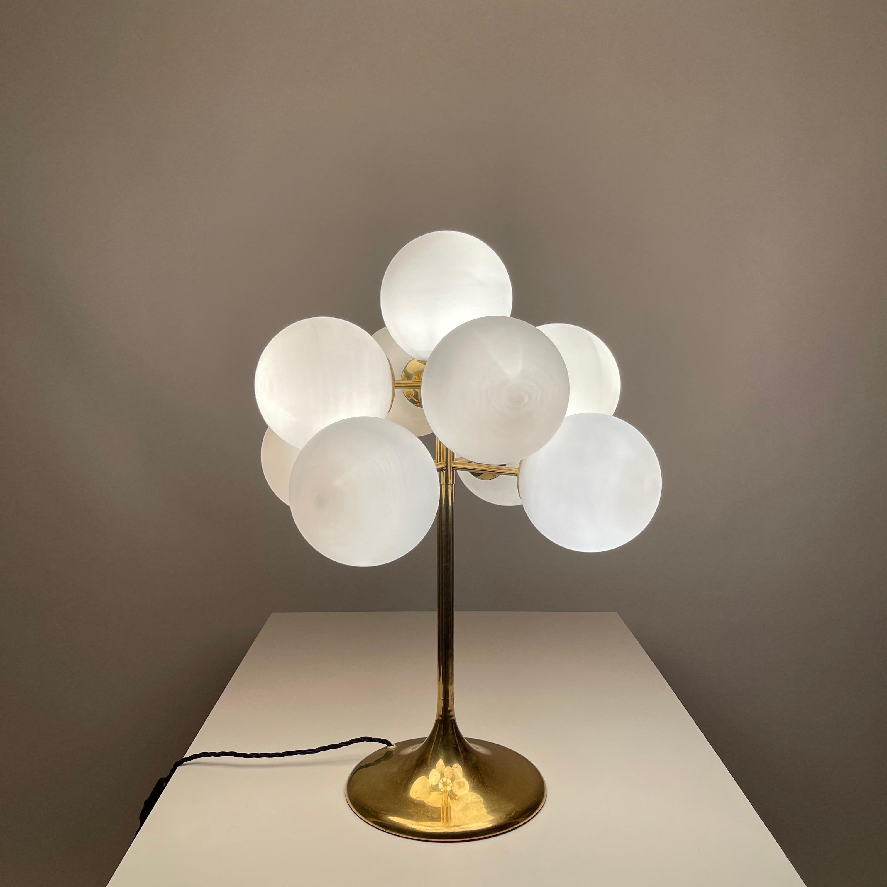 Mid-20th Century Large Atomic Max Bill Brass Table Lamp by BAG Turgi, Switzerland, 1960s For Sale