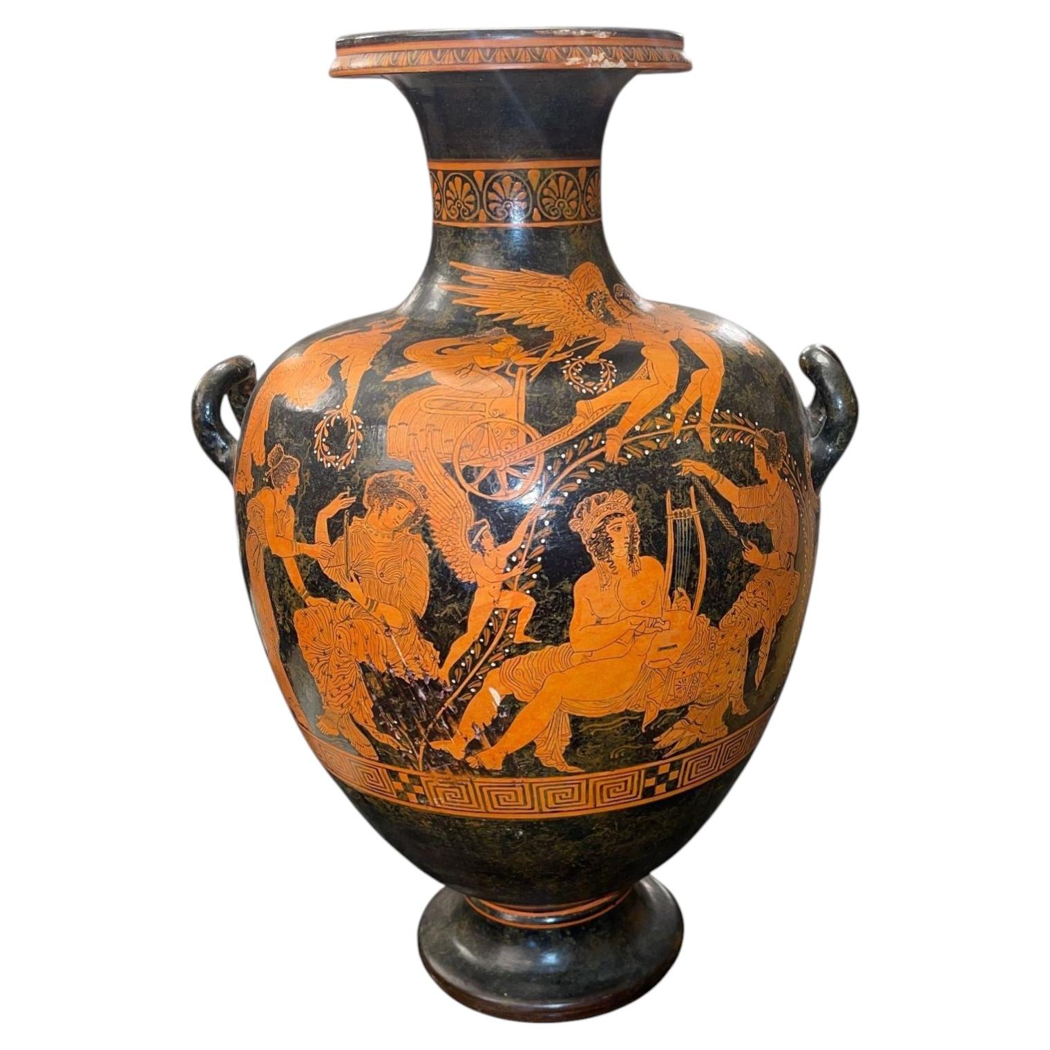 Large Attic Style Red-Figure Hydria Museum Copy After Ancient Greek Pottery For Sale