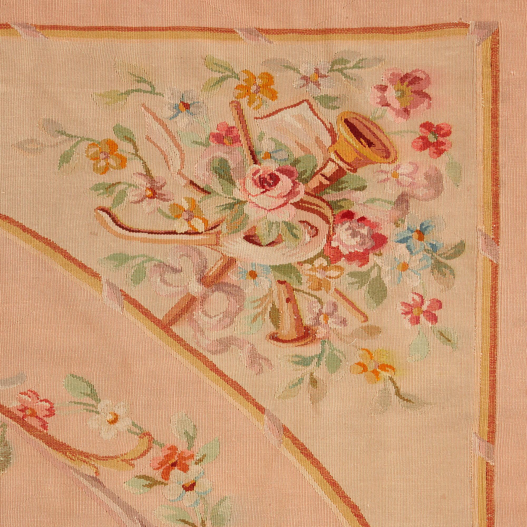 French Large Aubusson Carpet with Floral and Musical Motifs For Sale