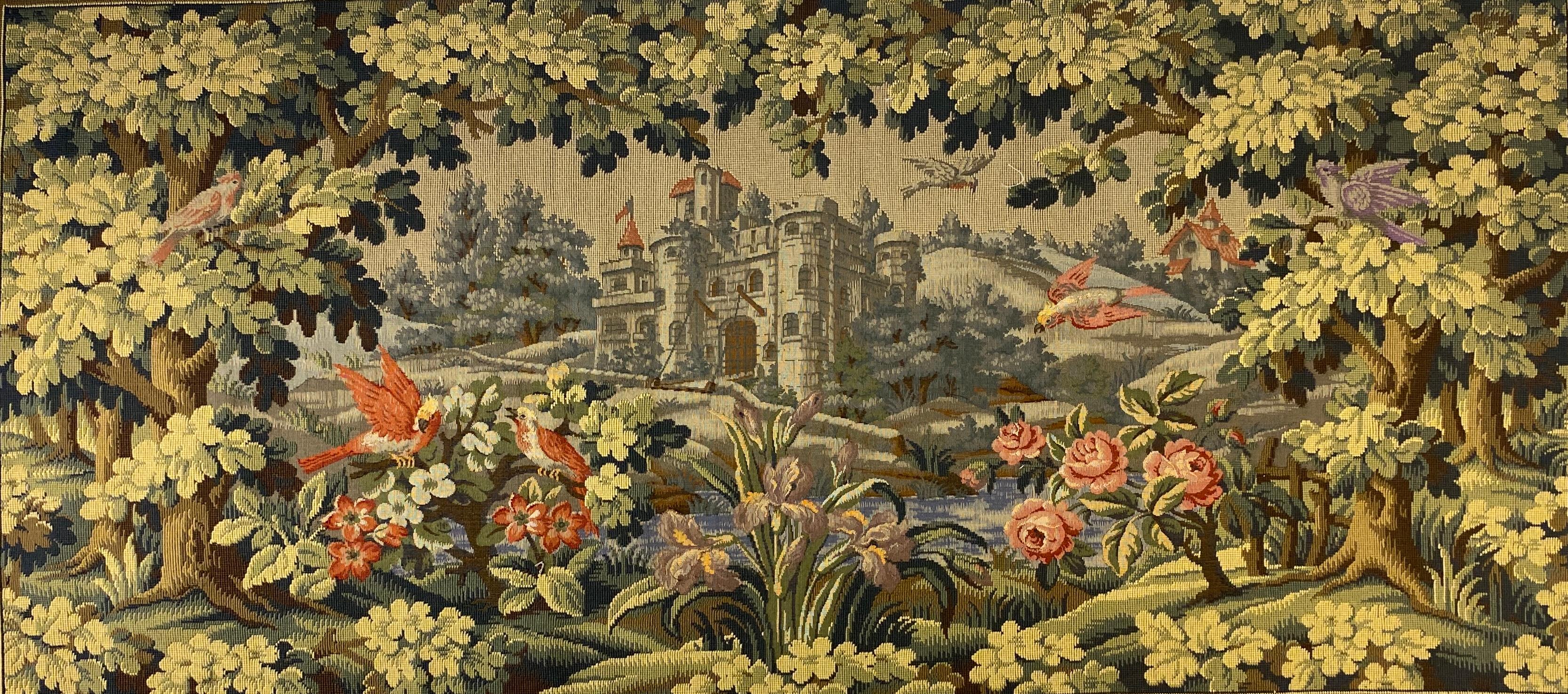 Large French Aubusson Pastoral Verdure Tapestry or Wall Hanging   For Sale 4
