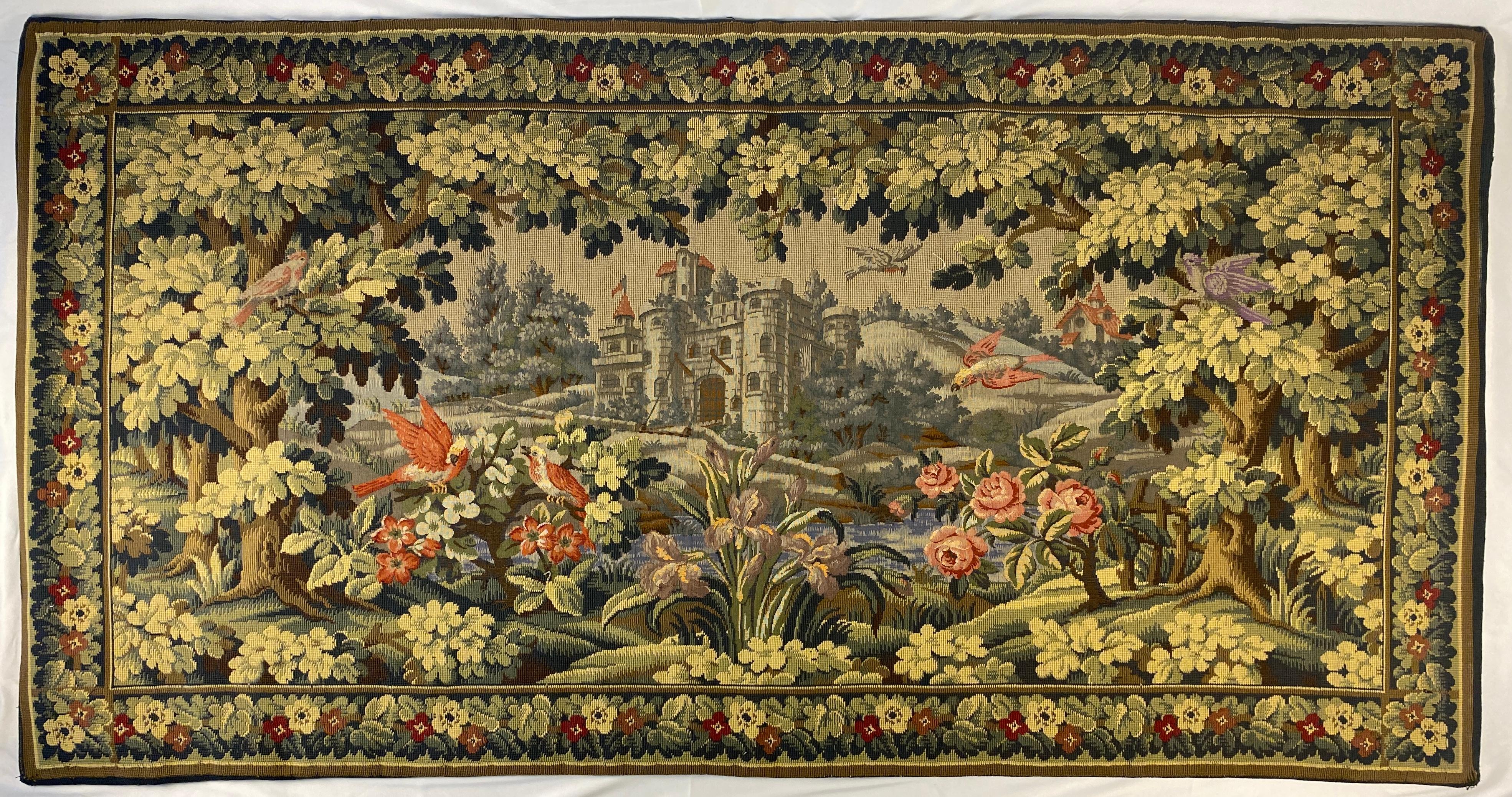 Large French Aubusson Pastoral Verdure Tapestry or Wall Hanging   For Sale 5