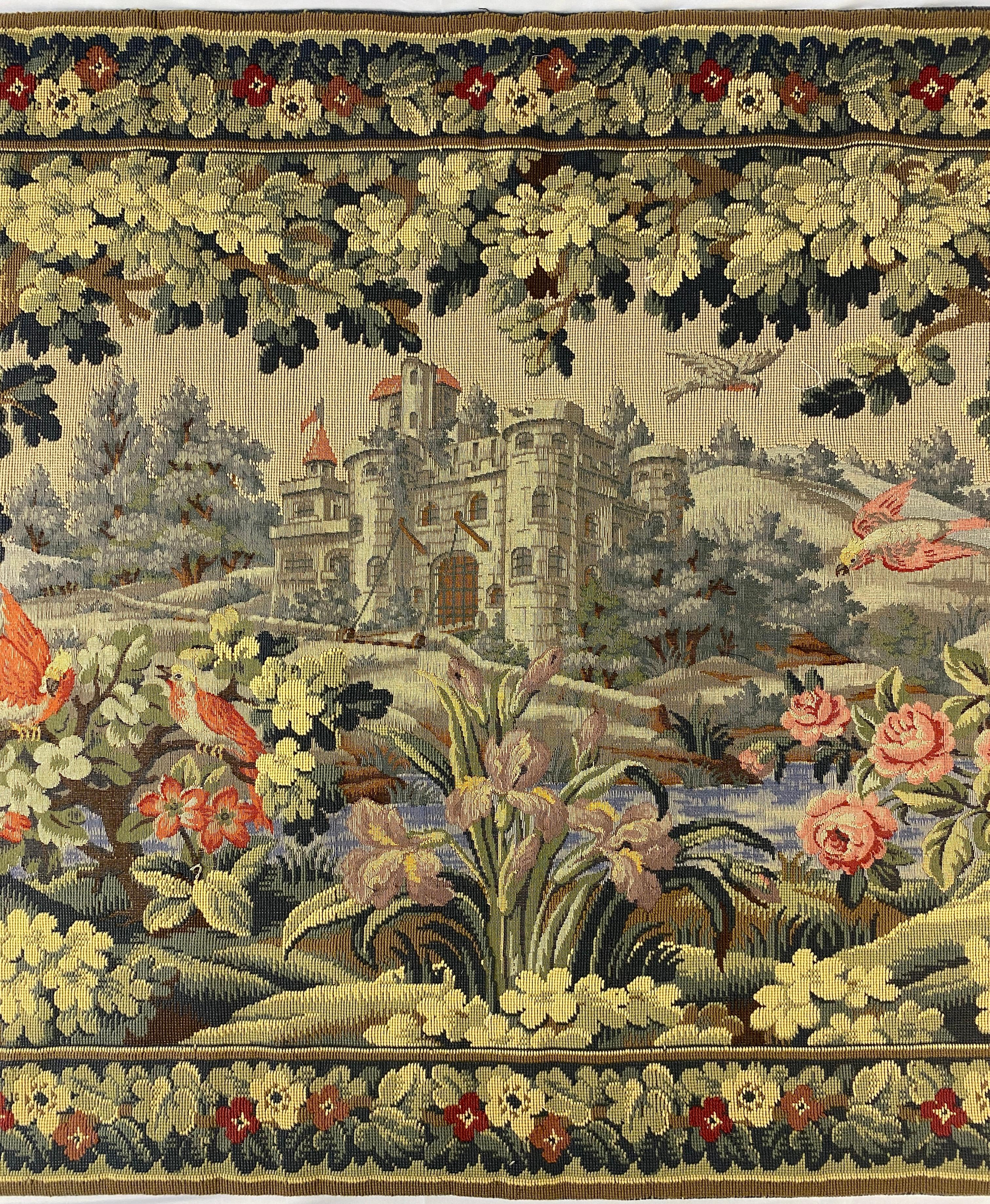 Grande tapisserie ou tenture murale française d'Aubusson Pastoral Verdure   en vente 1