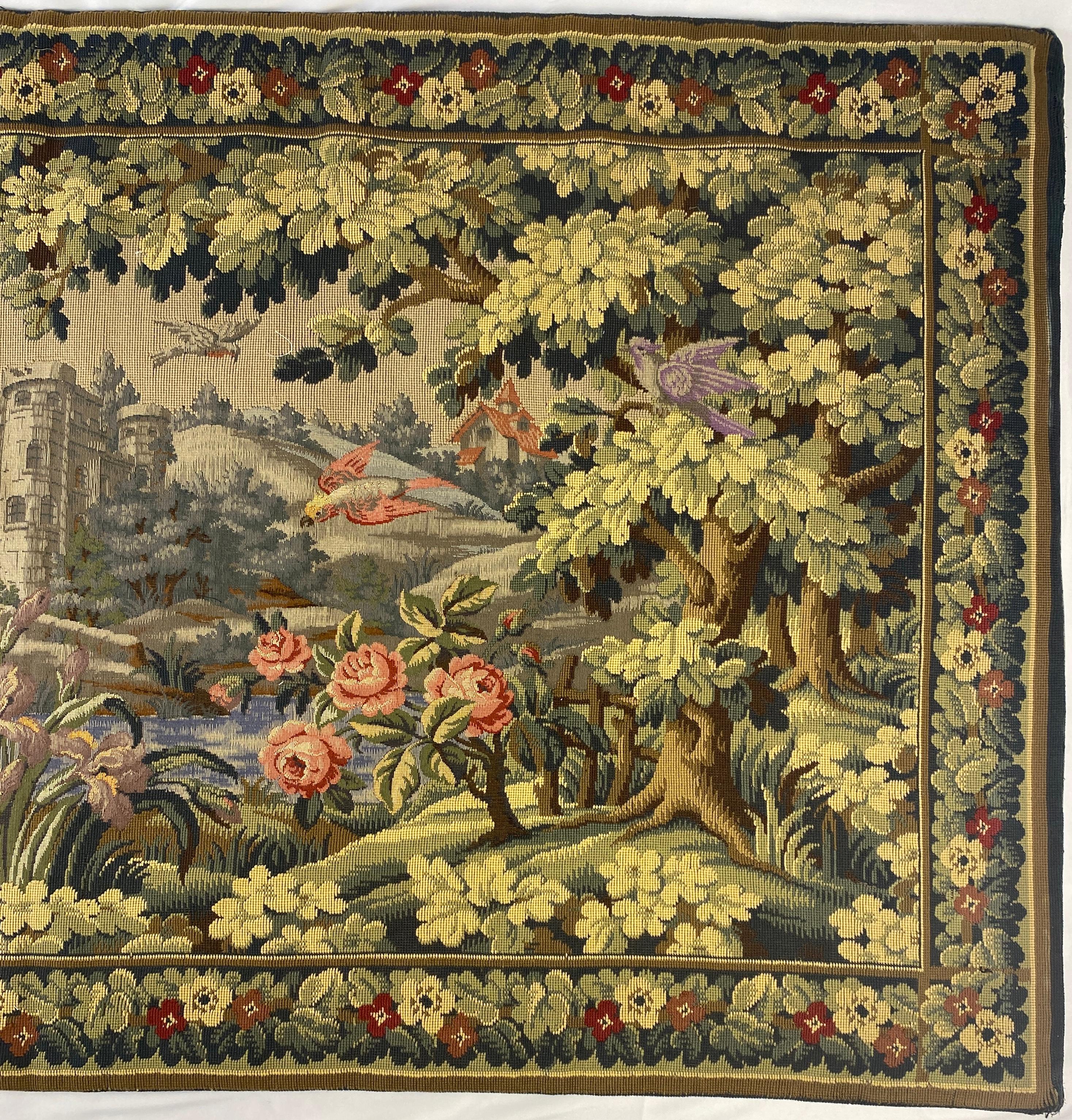 Large French Aubusson Pastoral Verdure Tapestry or Wall Hanging   For Sale 3
