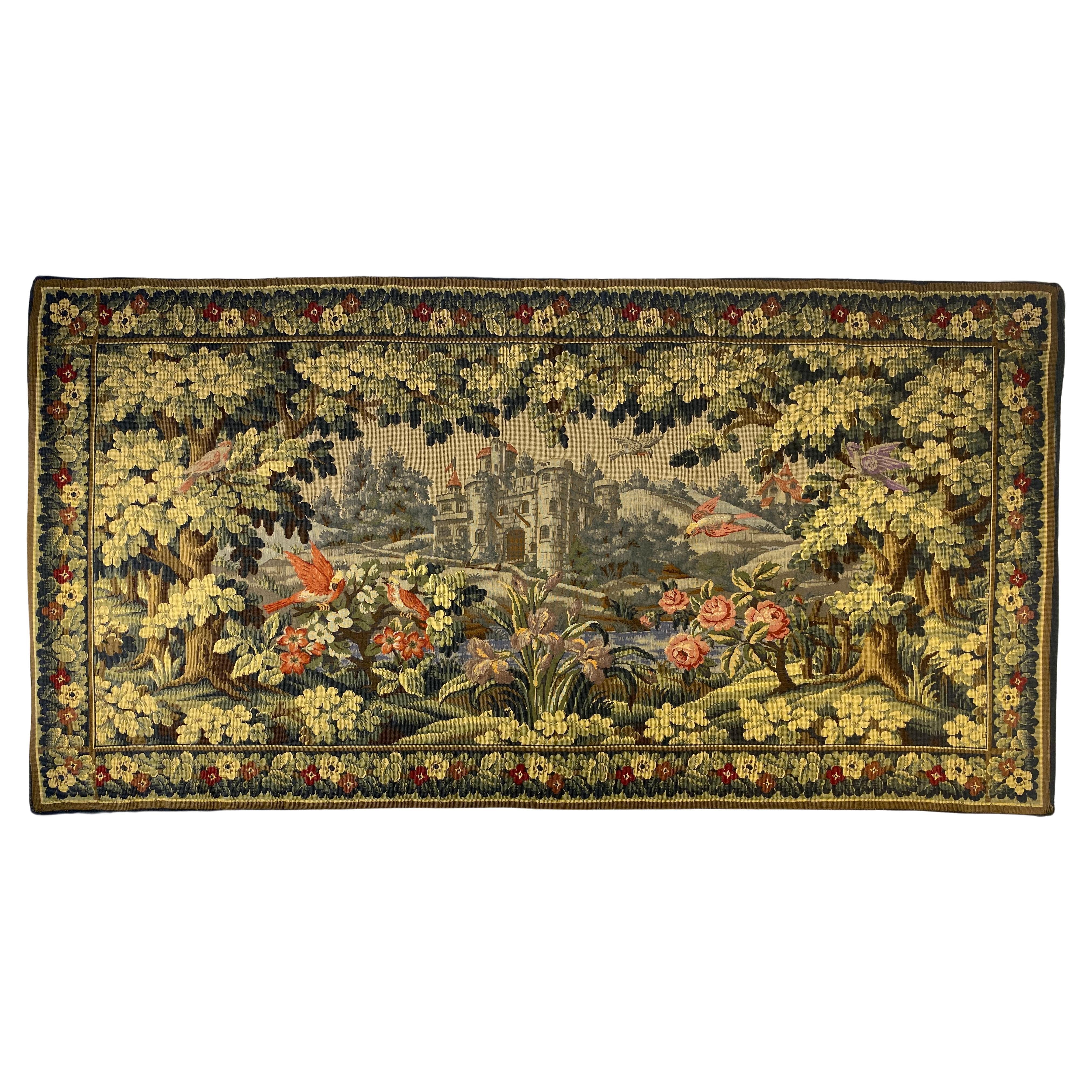 Large French Aubusson Pastoral Verdure Tapestry or Wall Hanging   For Sale