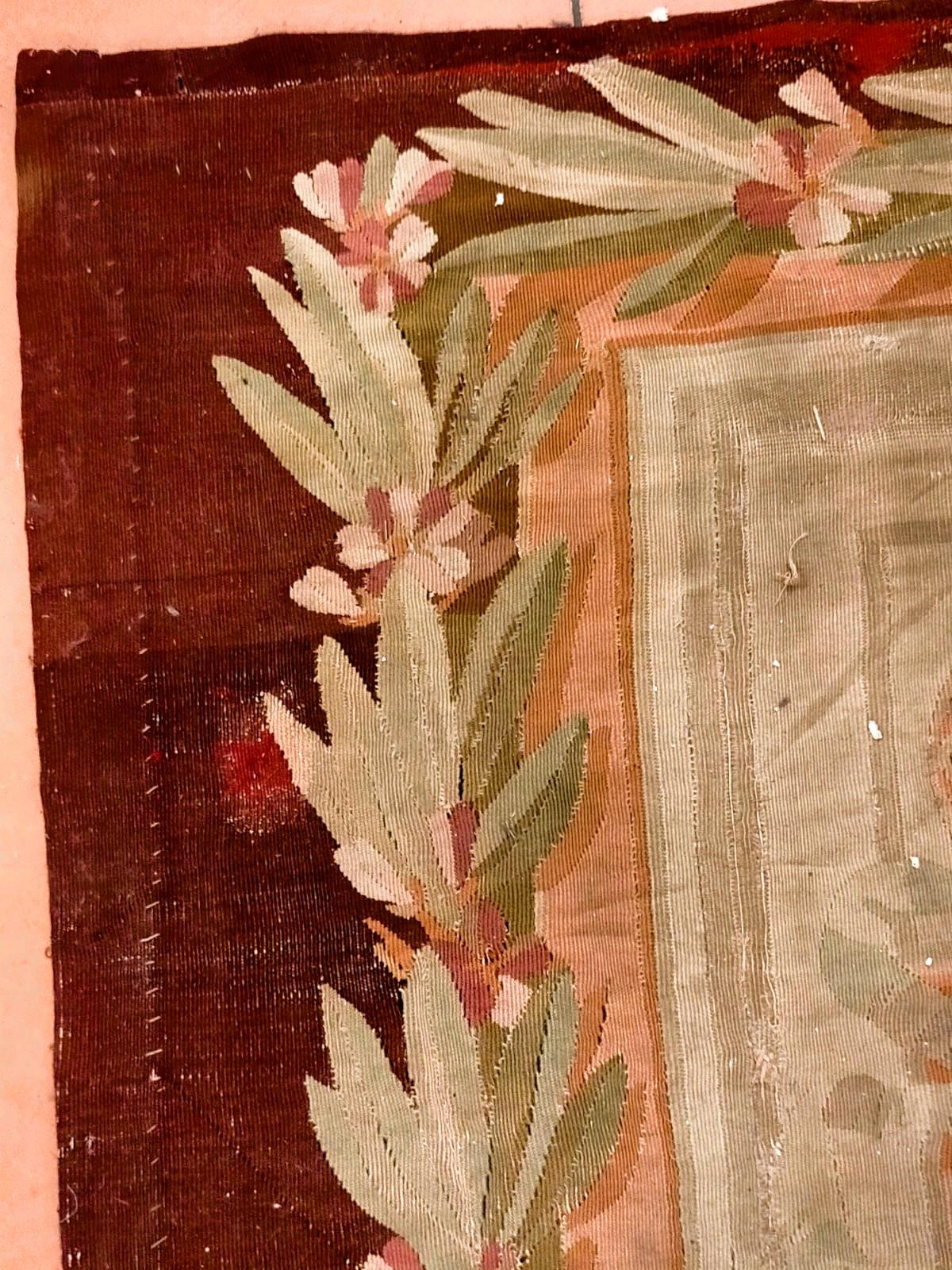 Large Aubusson rug, classically decorated with floral motifs, from the 1700s
Period: late 1700s
Origin: France
Measurements: 473 cm x 652 cm (approximately 186.2 inches x 256.7 inches)

The Aubusson rug originated in France, in the town of the same