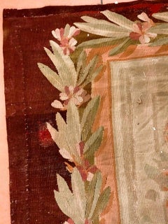 Large Aubusson rug, classically decorated with floral motifs, from the 1700s