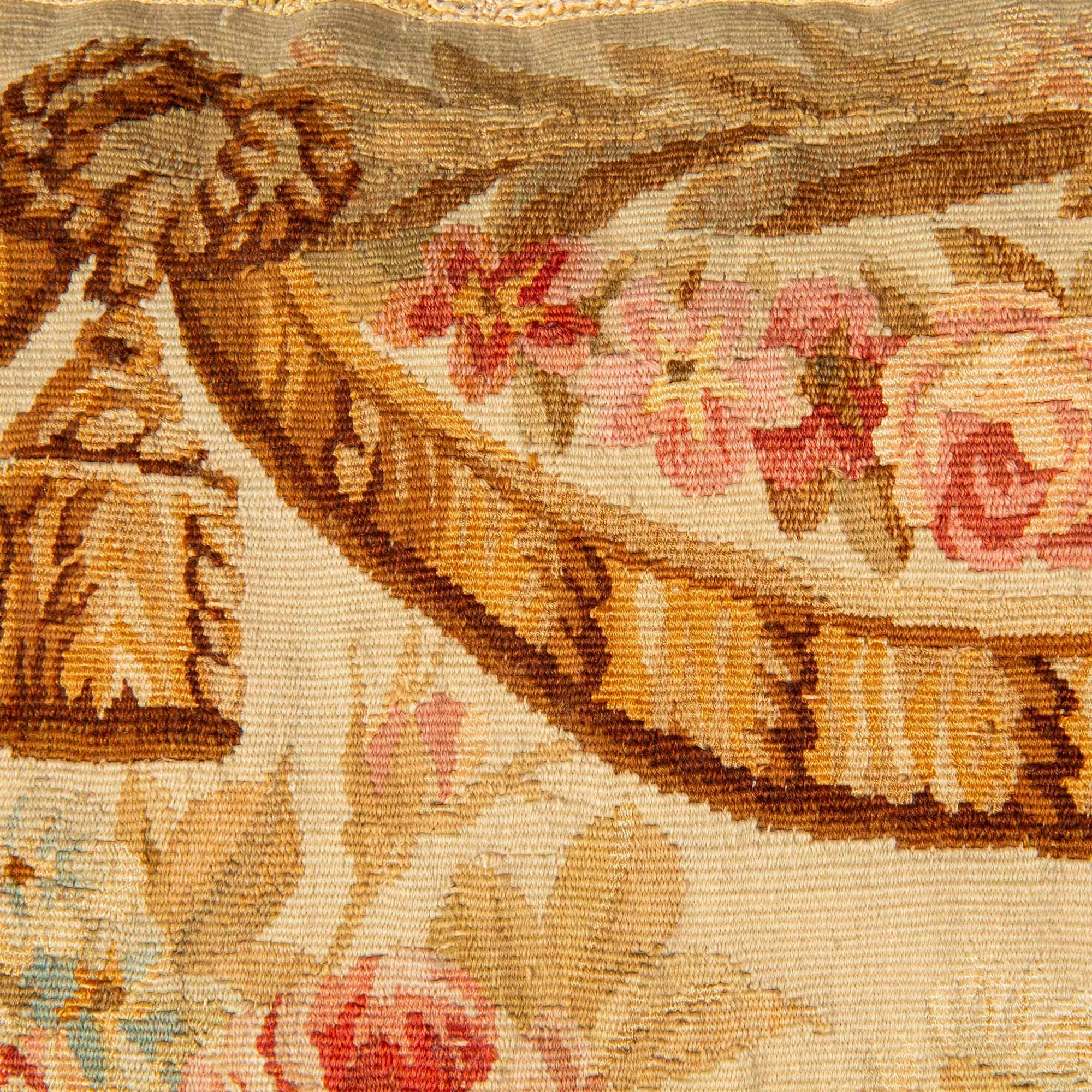 Wool Large Aubusson Tapestry Pillow or Cushion, 18th Century