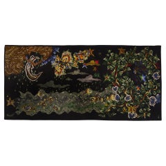 Gran tapiz de lana de Aubusson "Poisson volant" de Jean Lurçat, Ed. Tabardo años 50