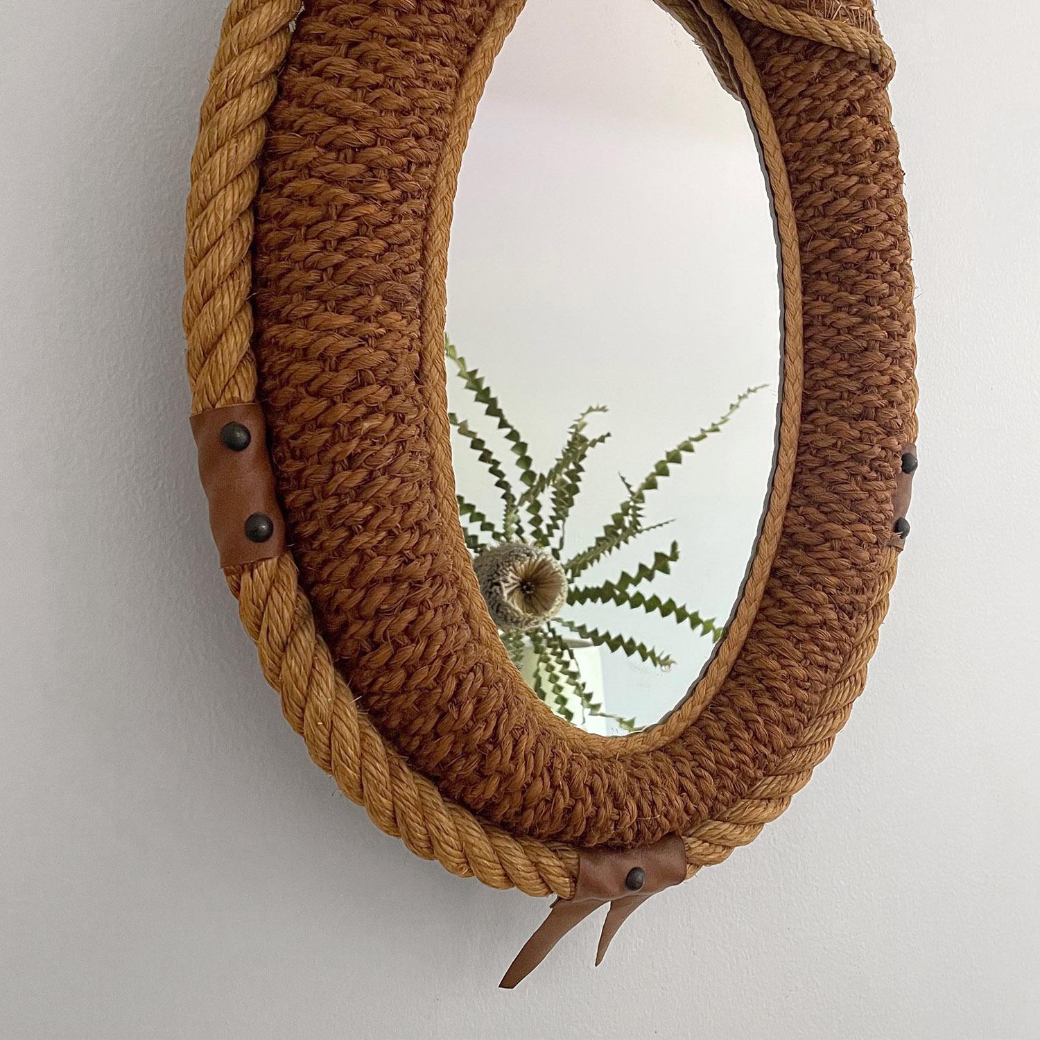 Rope  Large Audoux Minet Teardrop Mirror  For Sale