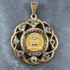 Large Augis More Than Yesterday Diamond Blue Spinel 18K Gold Love Medal Pendant