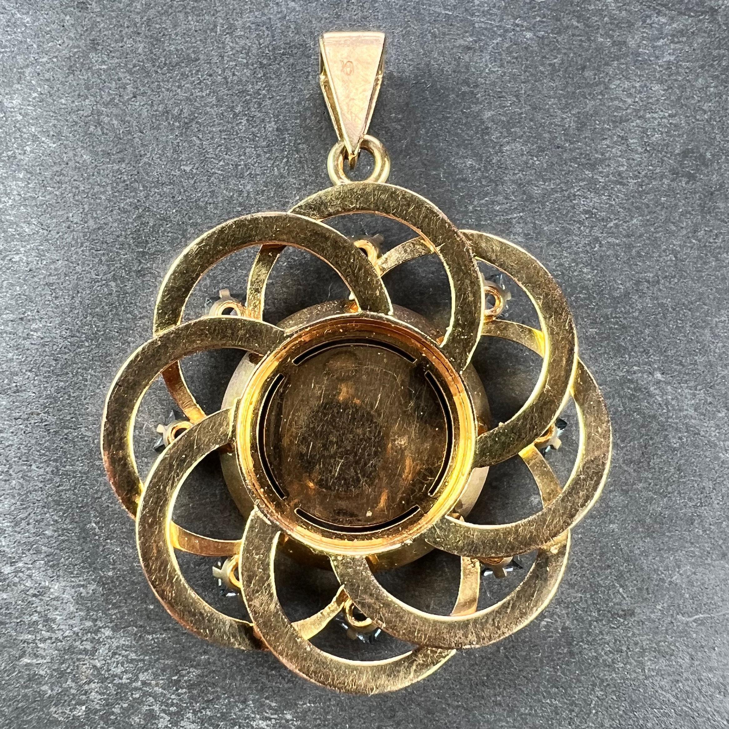 Baguette Cut Large Augis More Than Yesterday Diamond Blue Spinel 18K Gold Love Medal Pendant For Sale