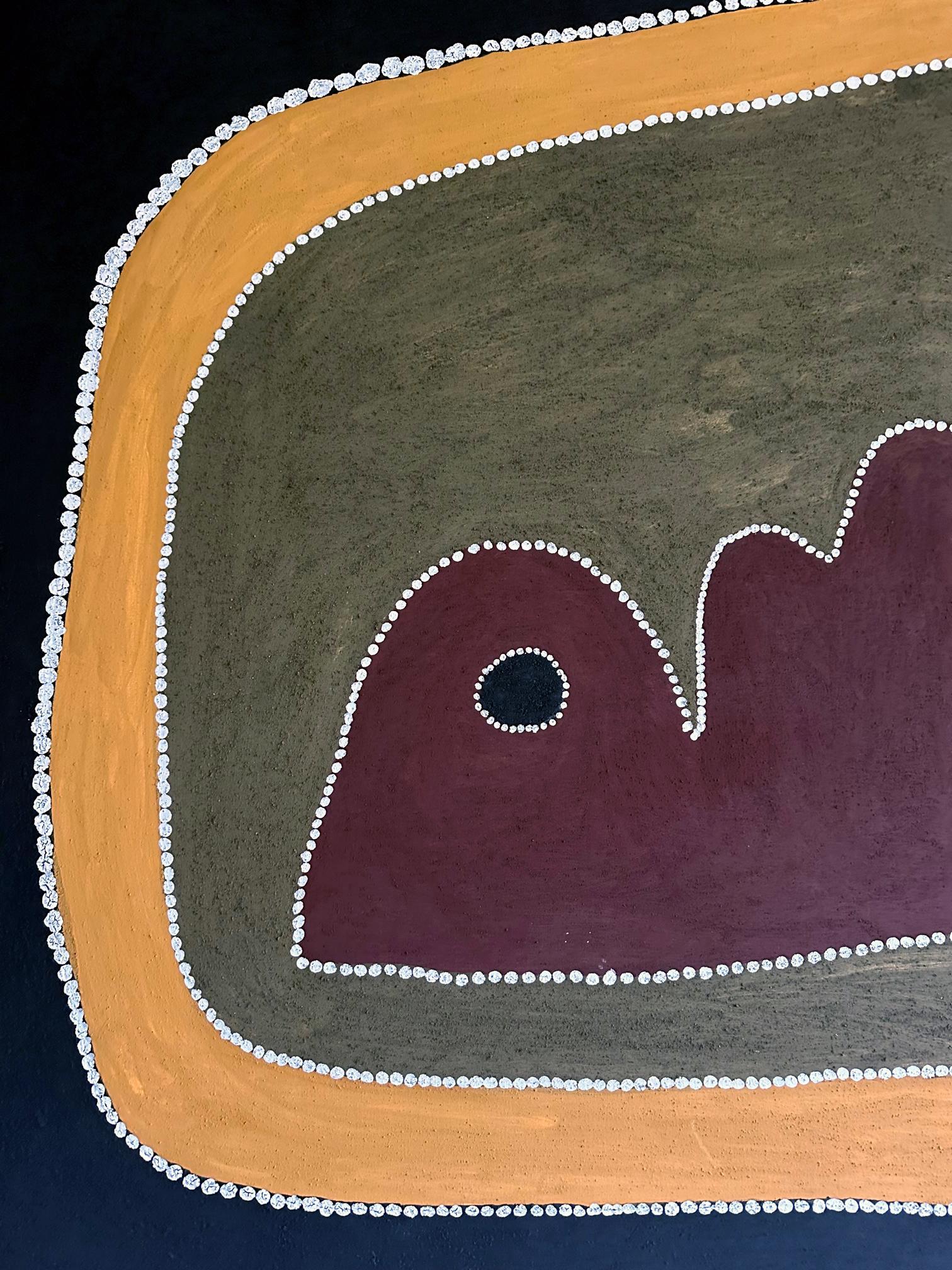 Hand-Painted Large Australian Aboriginal Painting by Mabel Juli  For Sale
