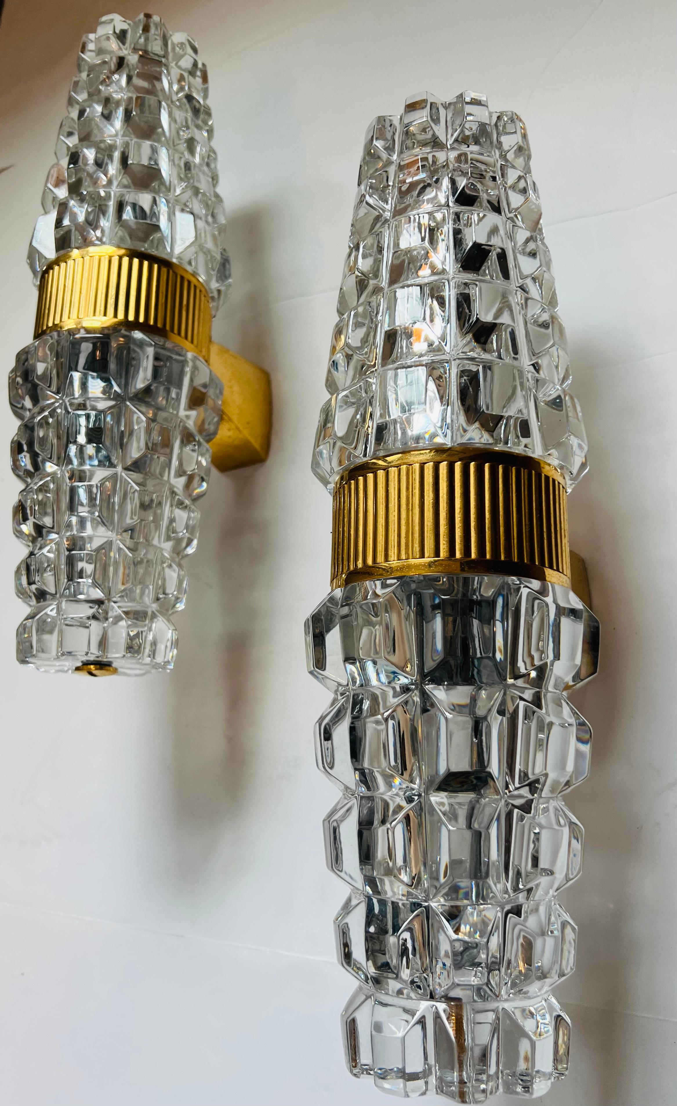 Large Austrian 1980 Kolarz gold Crystal Wall Lamps For Sale 4