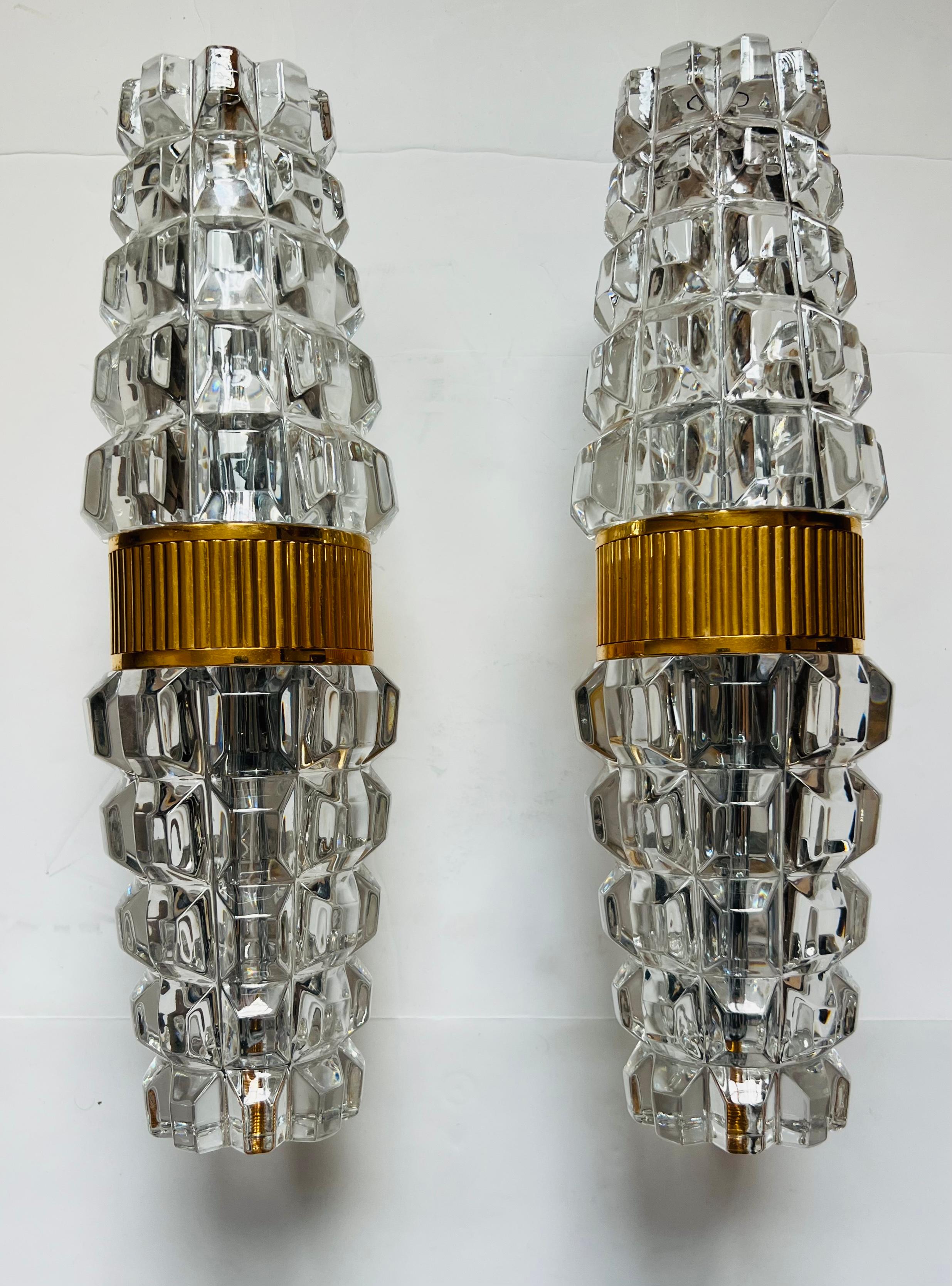 Large Austrian 1980 Kolarz gold Crystal Wall Lamps For Sale 5