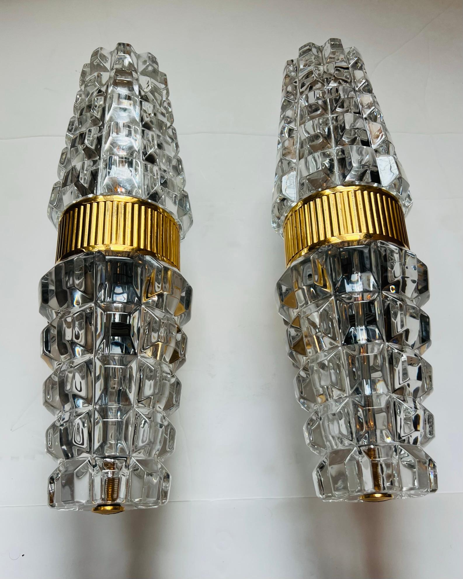 Large Austrian 1980 Kolarz gold Crystal Wall Lamps For Sale 6
