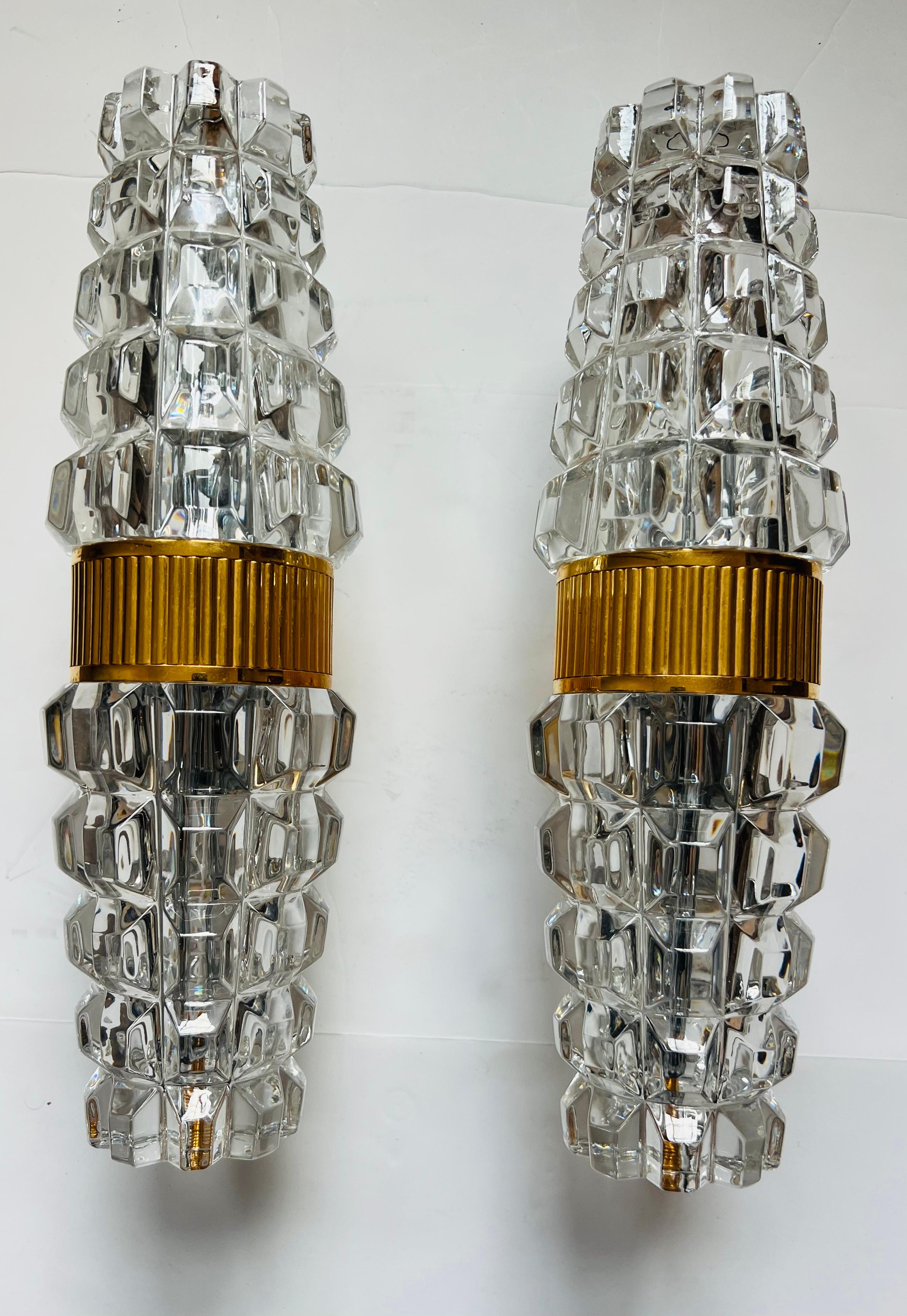 Large Austrian 1980 Kolarz gold Crystal Wall Lamps For Sale 8