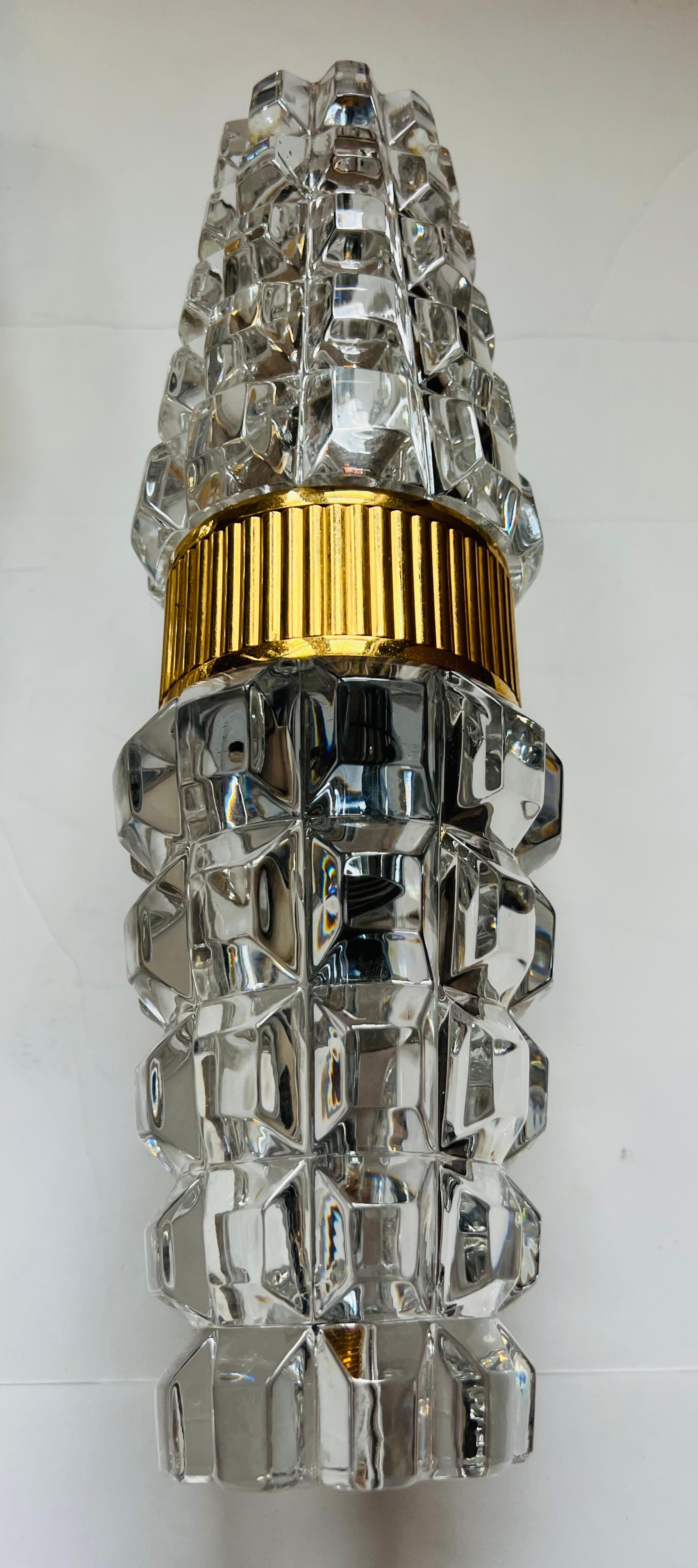 Large Austrian 1980 Kolarz gold Crystal Wall Lamps In Excellent Condition For Sale In New York, NY