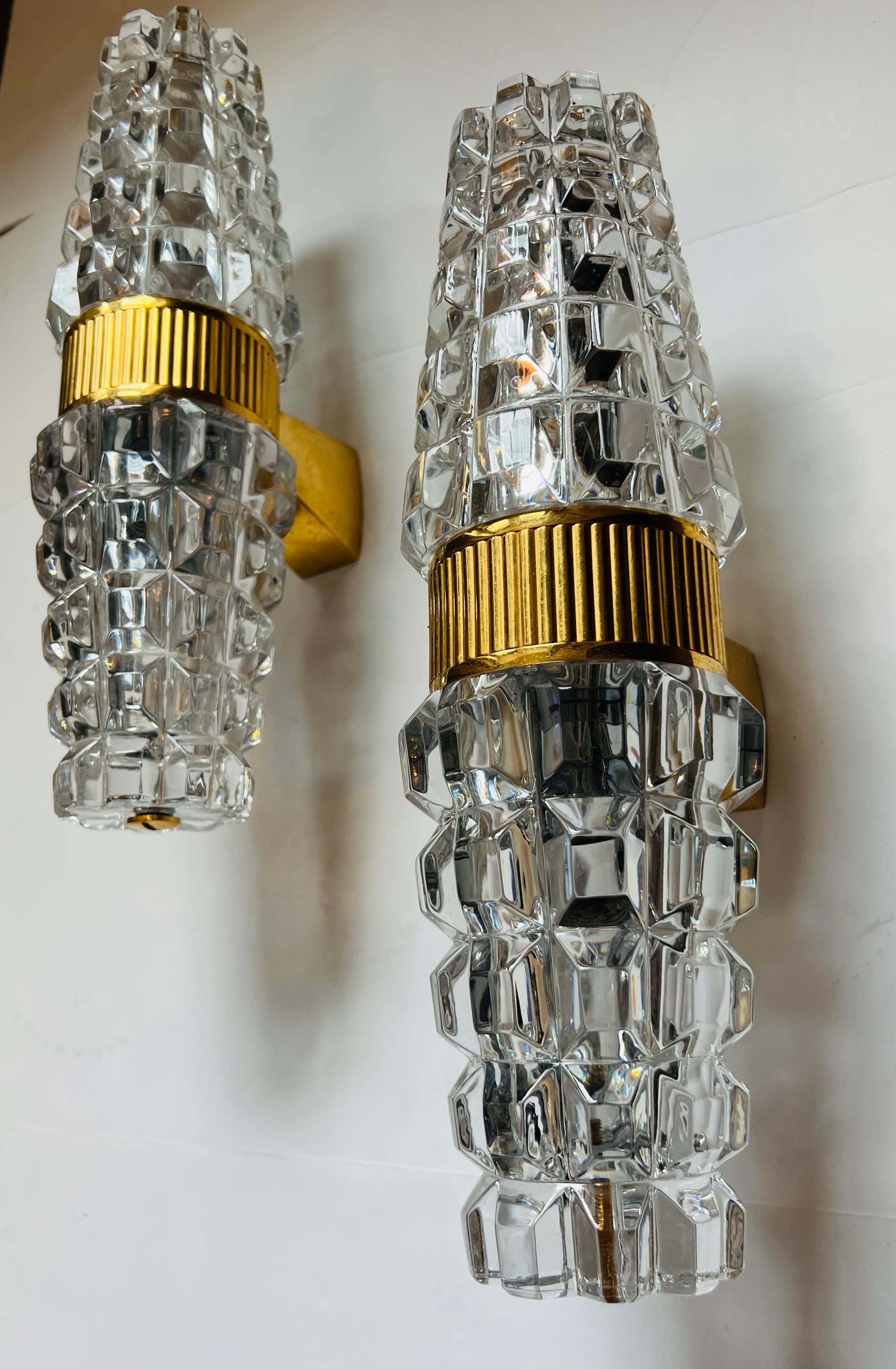 Large Austrian 1980 Kolarz gold Crystal Wall Lamps For Sale 1
