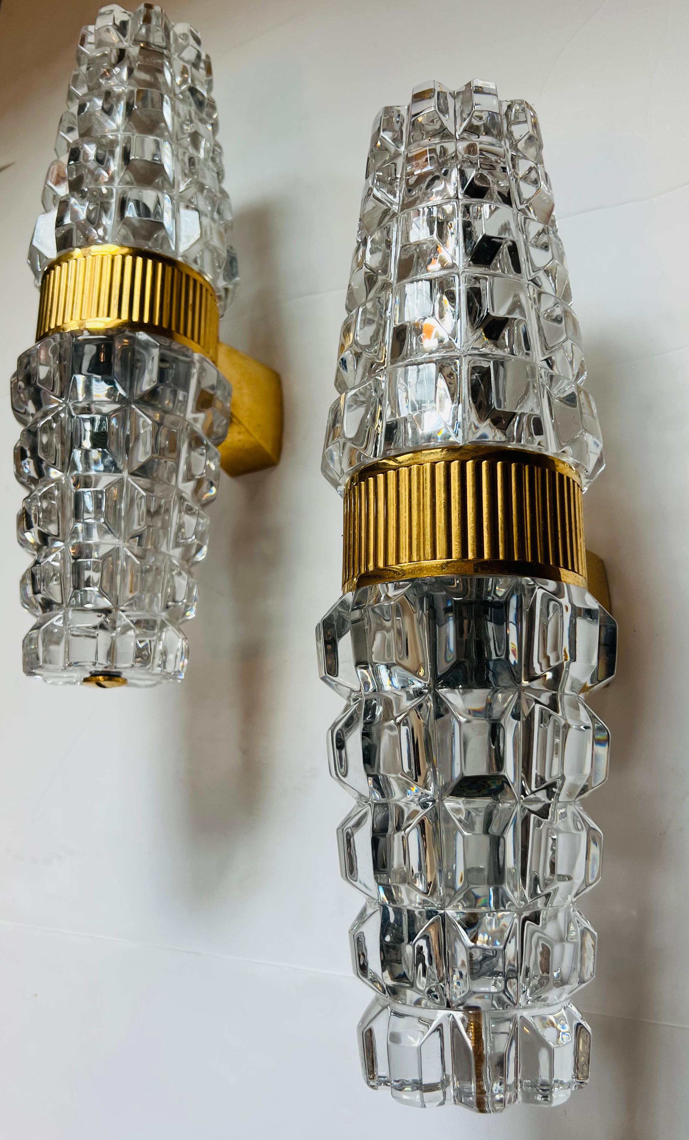 Large Austrian 1980 Kolarz gold Crystal Wall Lamps For Sale 2